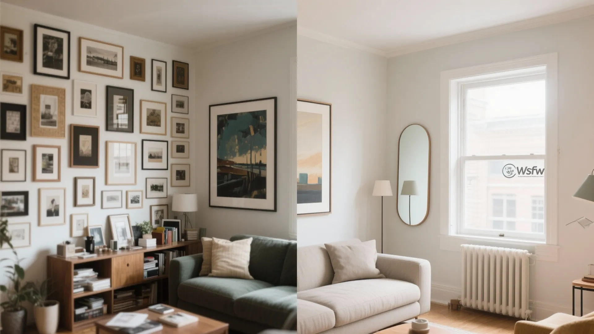 Gallery Wall Lite: Oversized Art + Mirrors for Depth