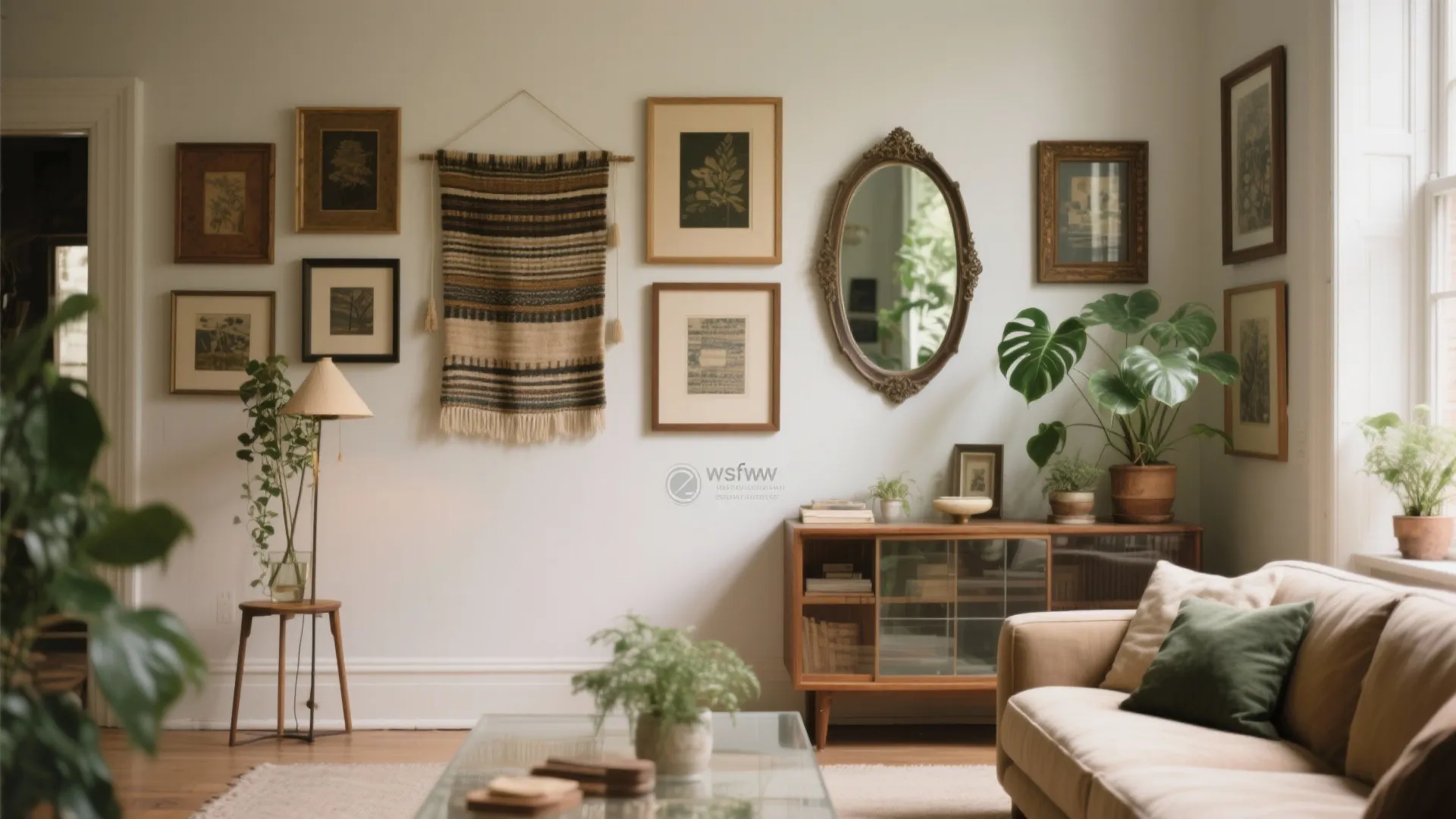 5) A Lived-In Gallery Wall + Greenery