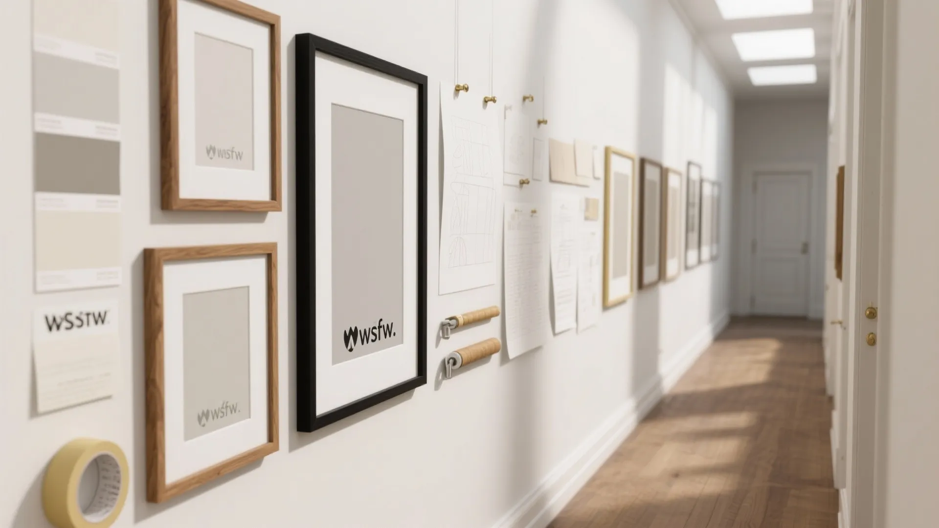 Wall-mounted gallery with smart spacing