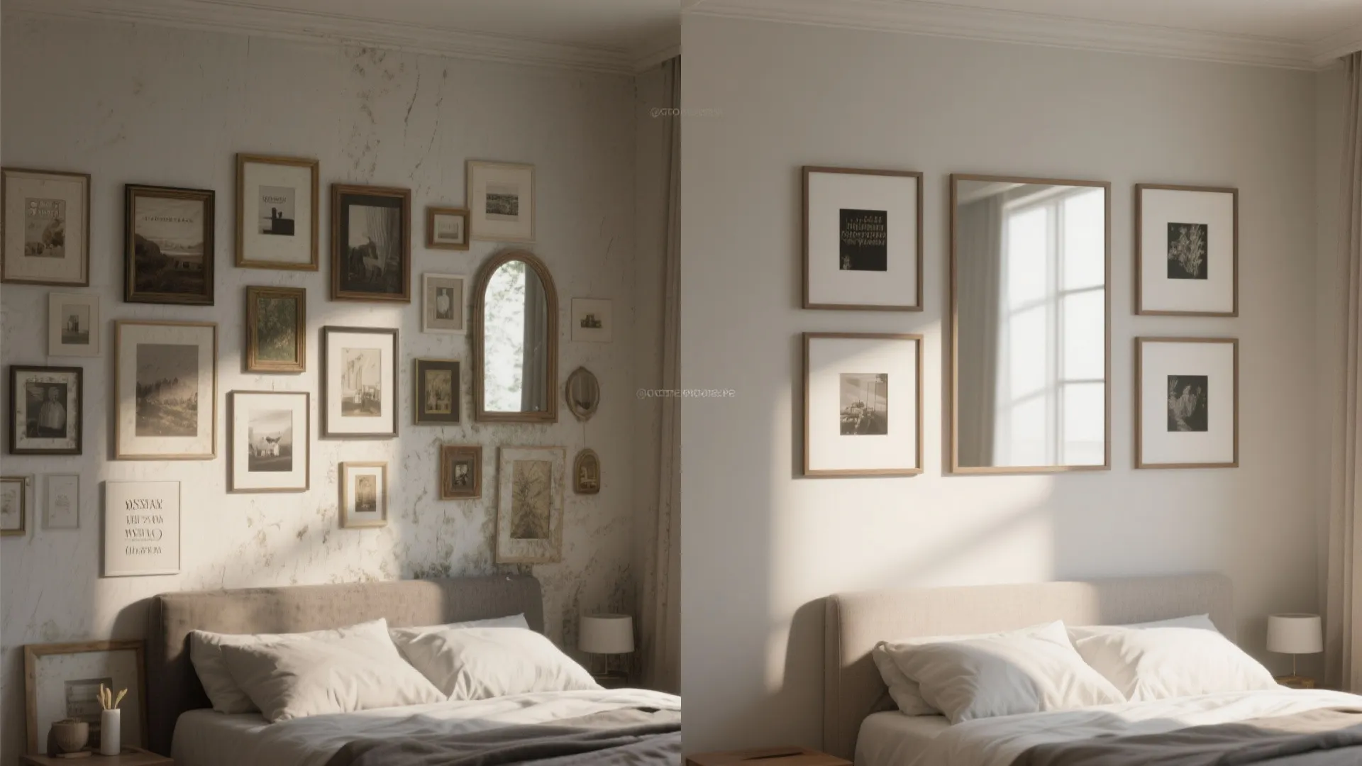 5. Minimalist gallery wall and mirrors