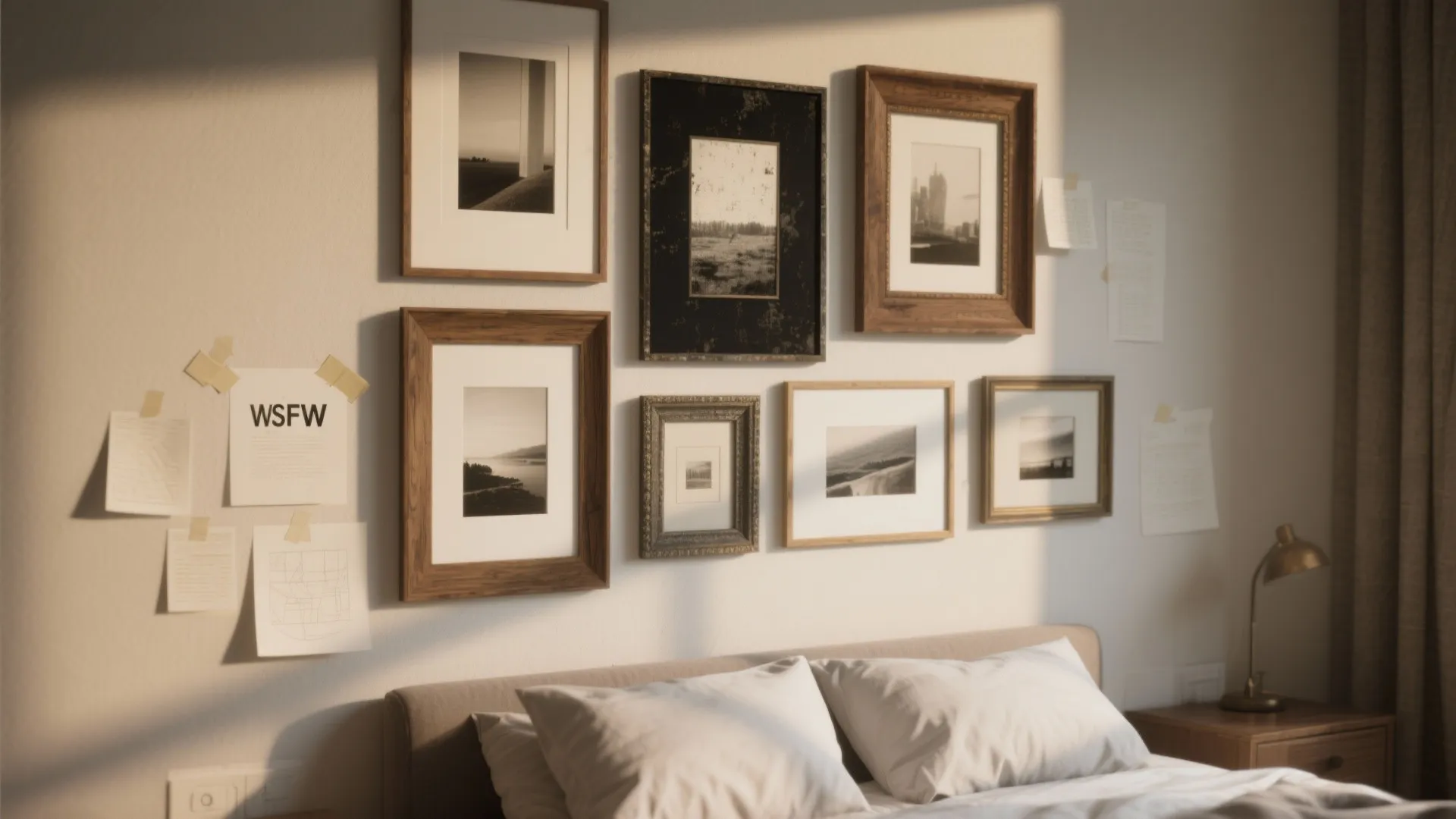 2. Gallery wall with mismatched frames