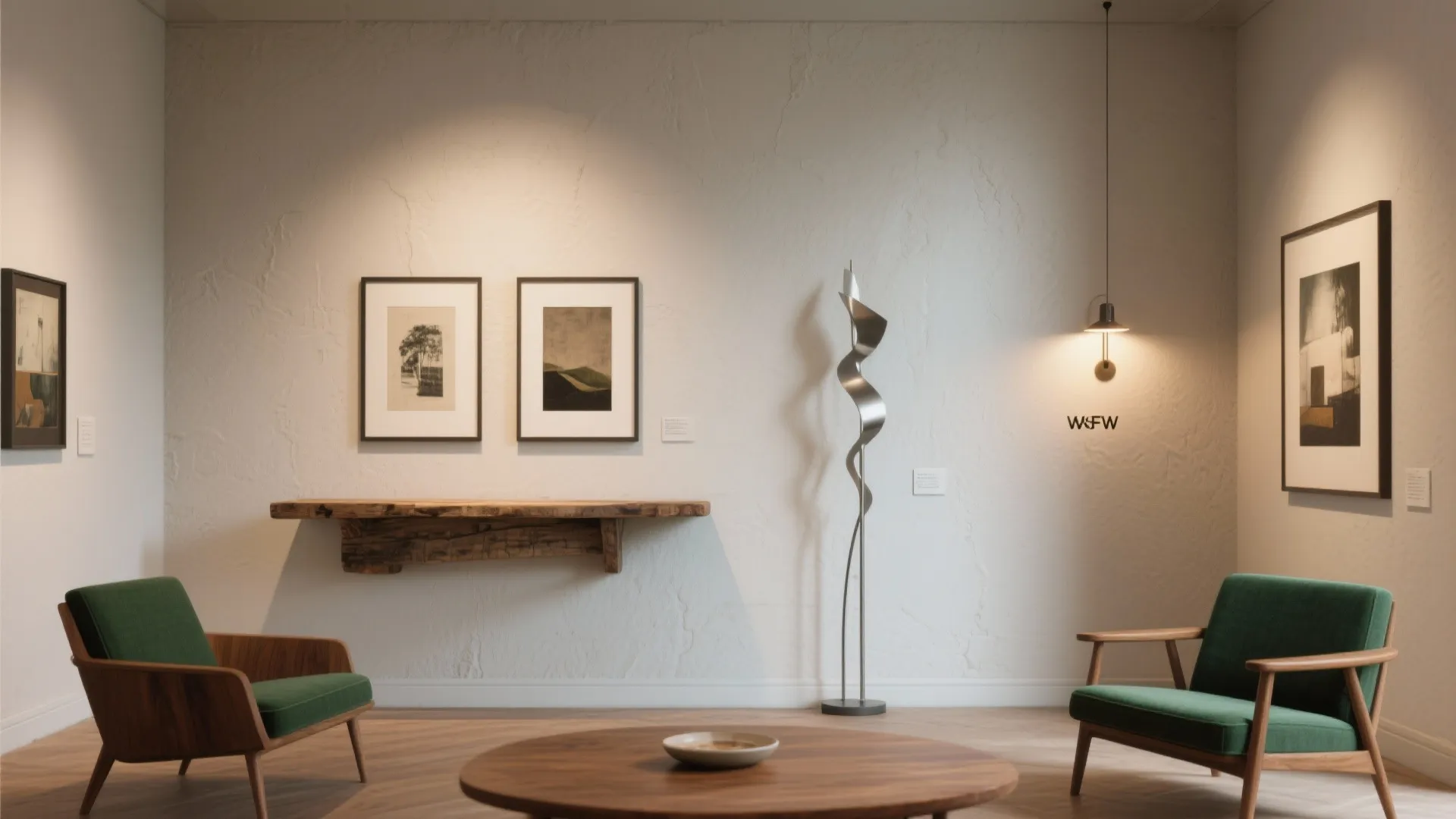 4. Gallery or Mixed-Material Accent: Art, Wood, and Metal