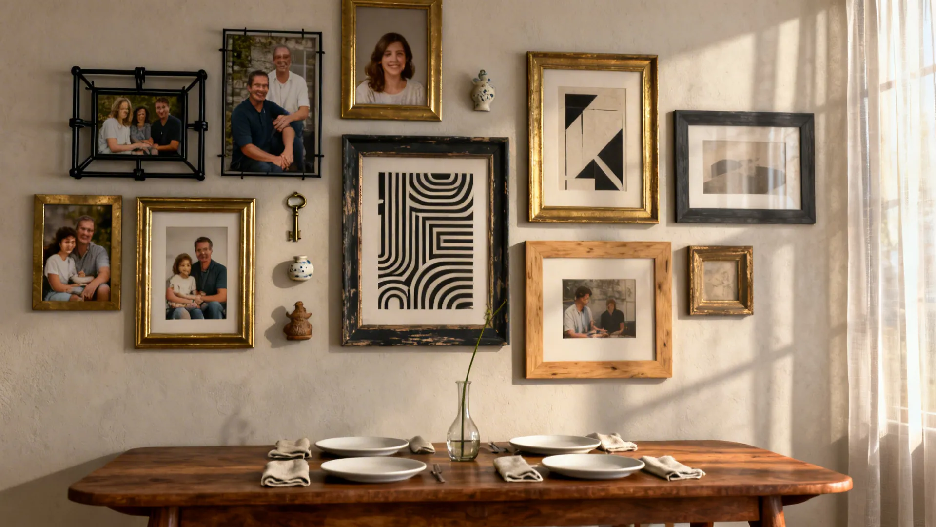 1. Gallery Wall with Mixed Frames