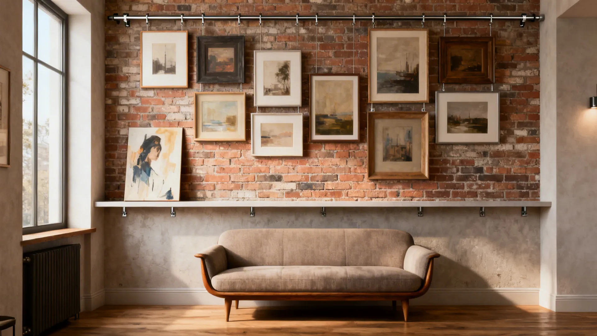 2. Create a gallery wall on the brick