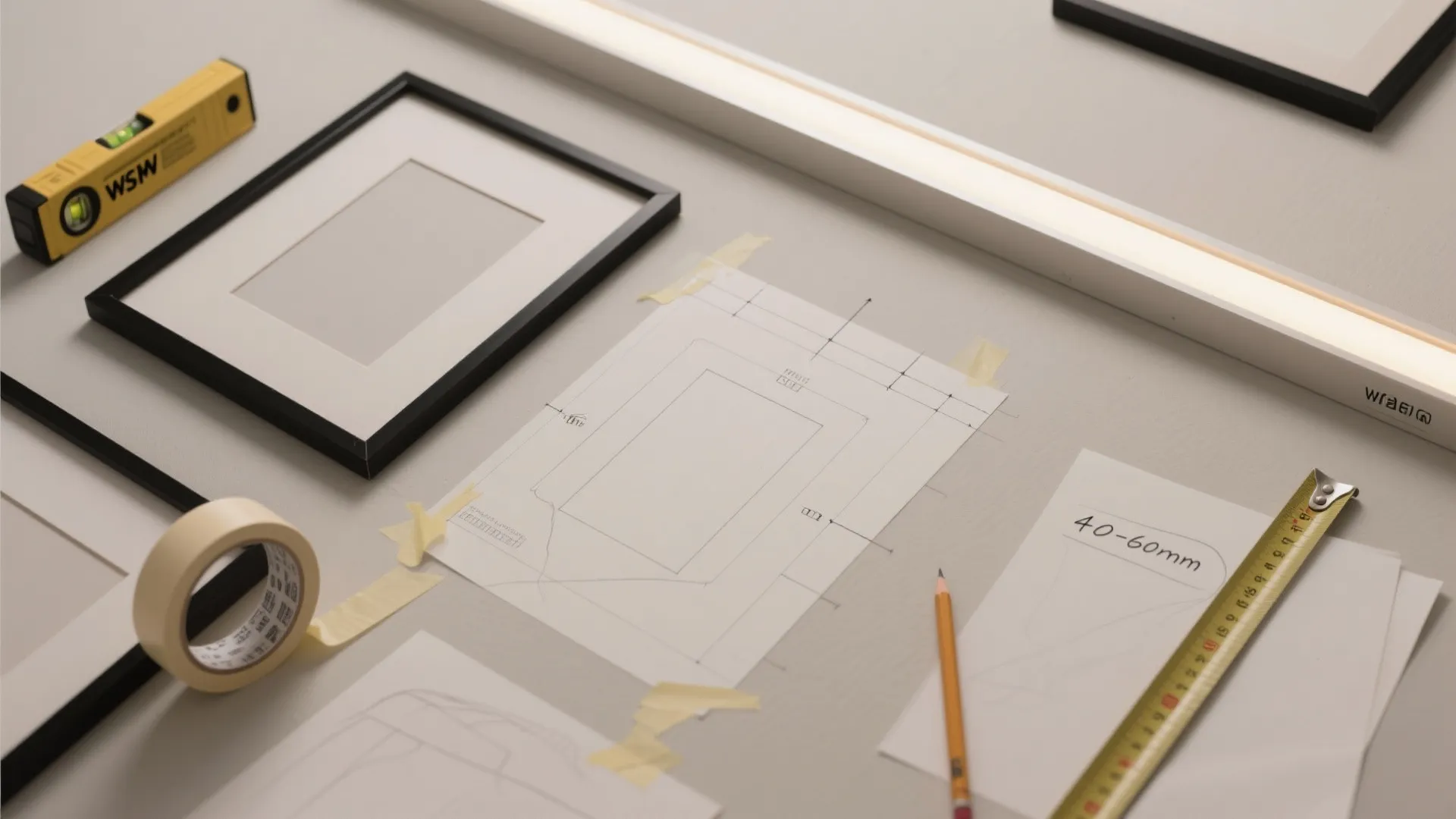 Monochrome Gallery Wall with Linear Lighting