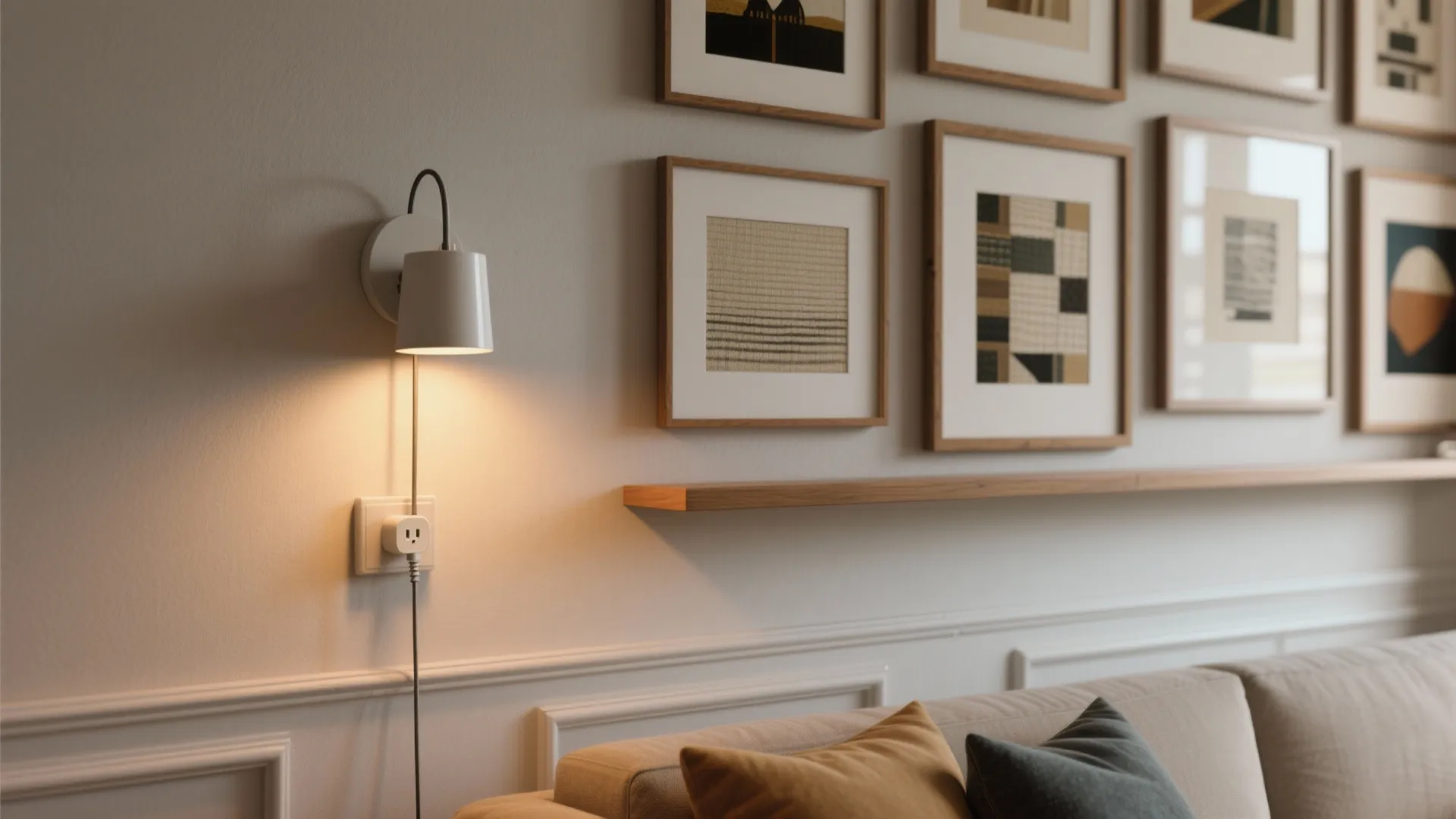 2. Layered Accent Lighting over Art