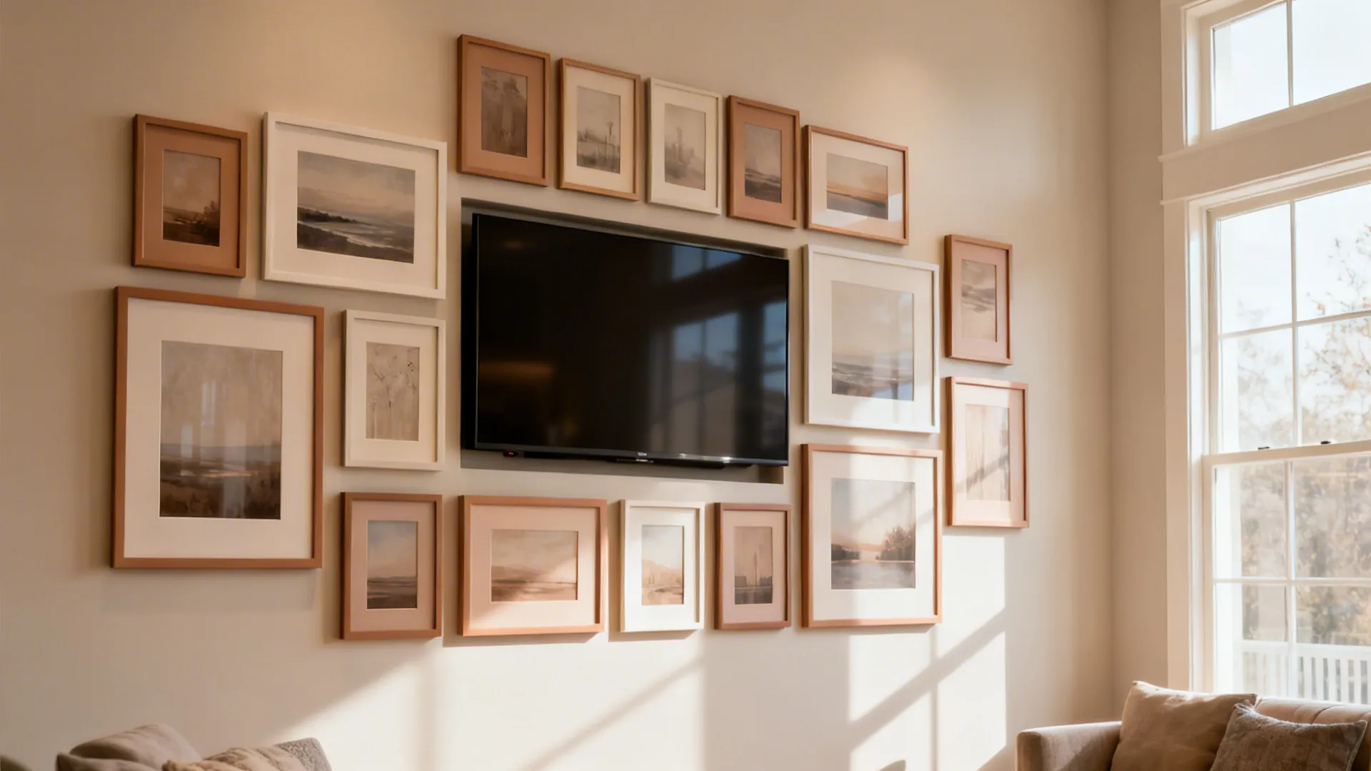 4. Minimal Frame TV Gallery Wall