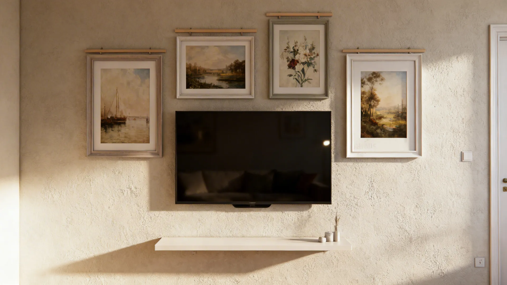2. Gallery-style mix of art and TV