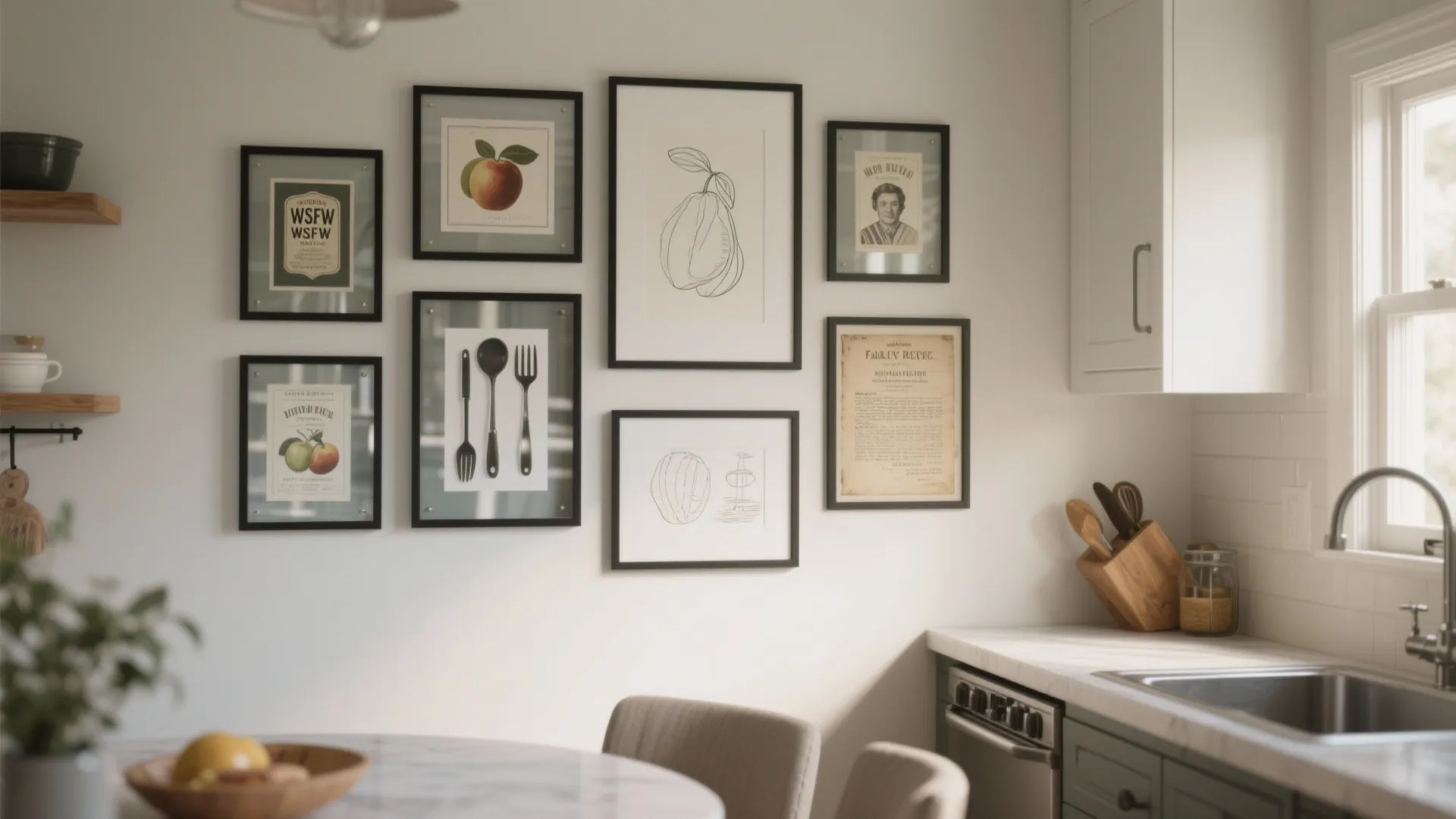 Idea 5: A kitchen-proofed gallery wall with a story