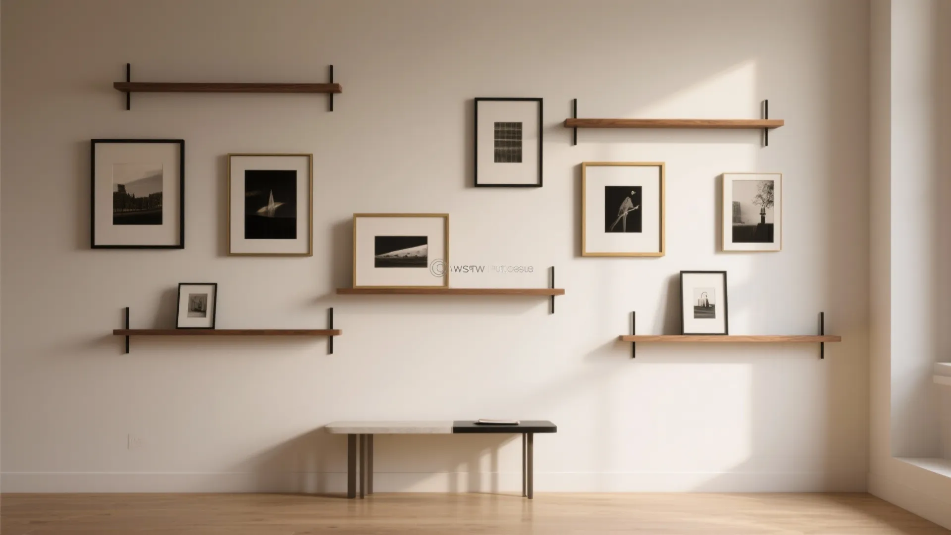 Modular Gallery Wall with Ledges and Rails