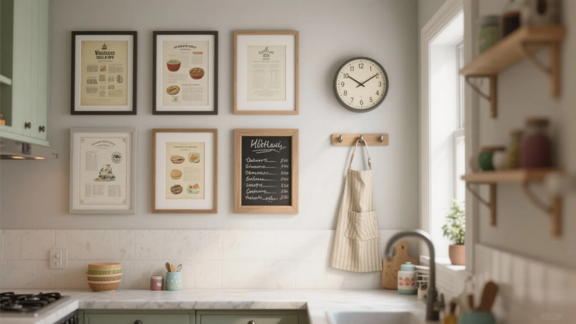 3. Compact gallery wall with functional art