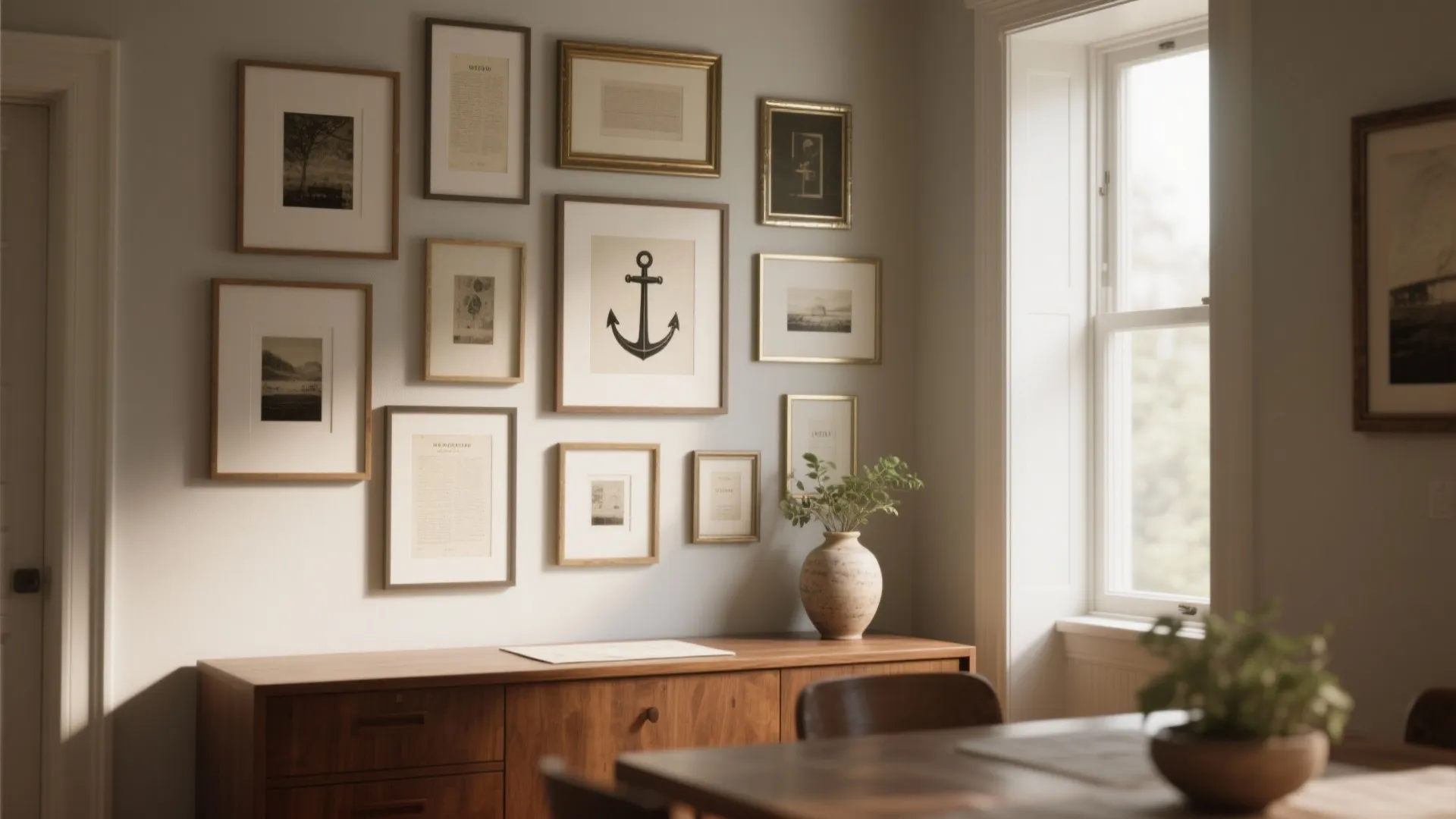 1. Gallery wall with mixed frames