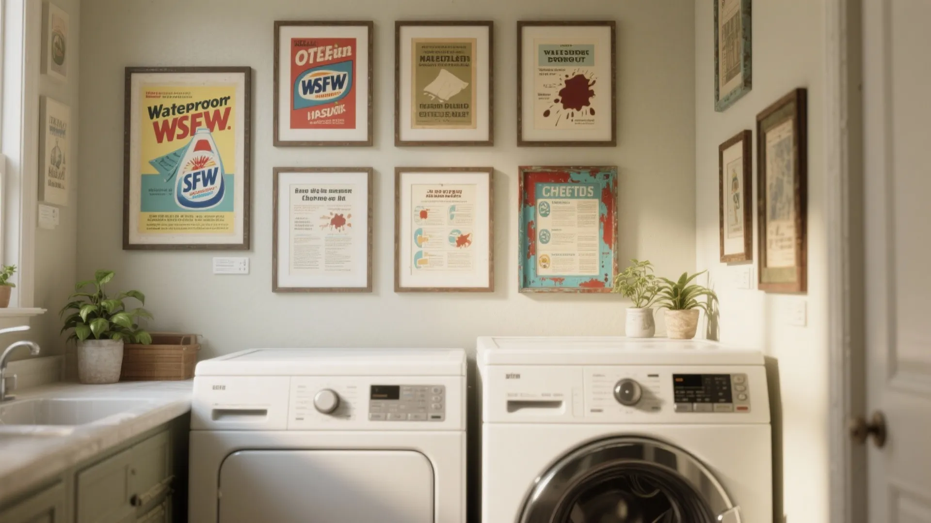 1. Gallery wall with washable art and labels