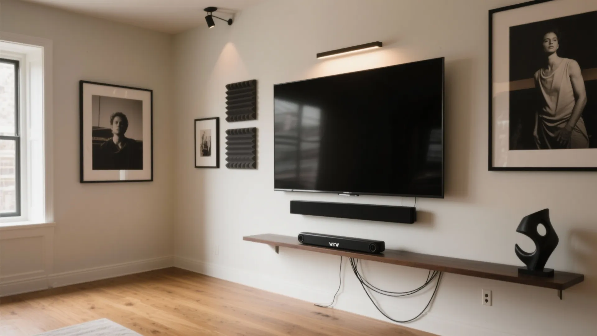Minimalist Gallery Wall with Acoustic Warmth