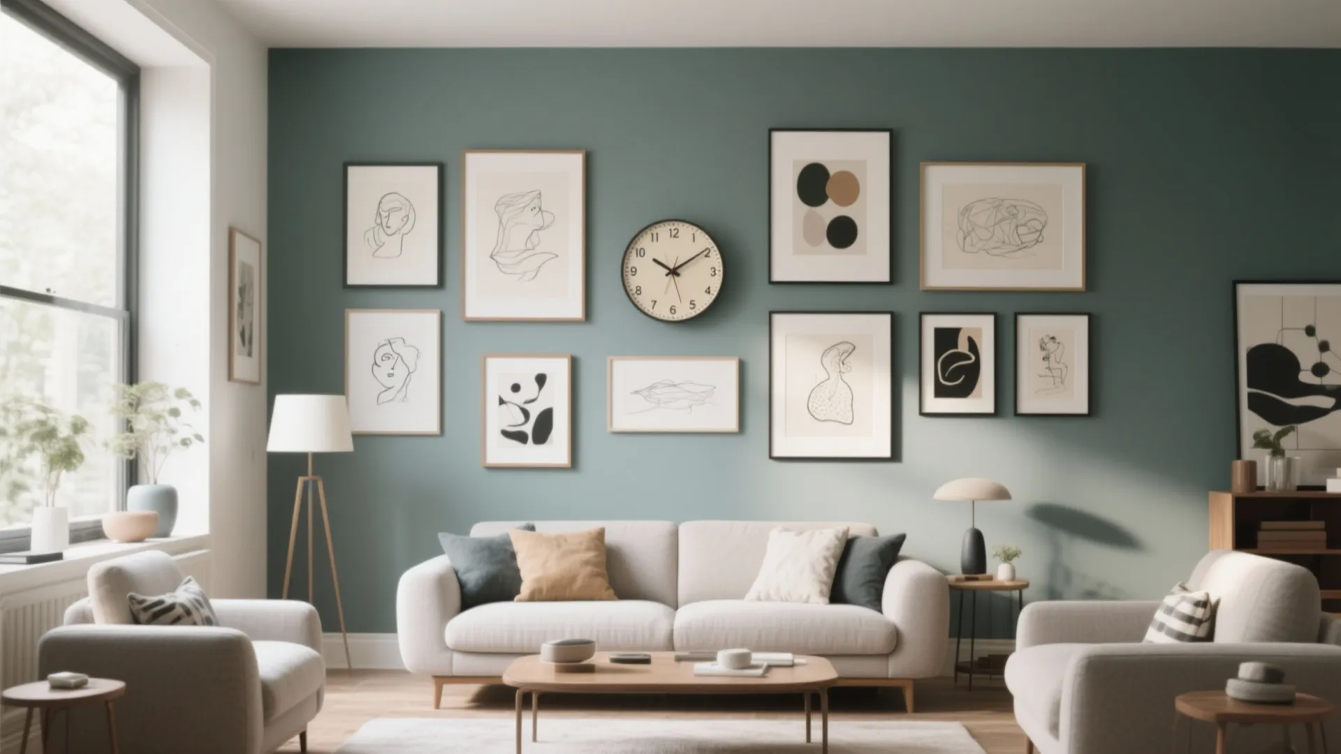 4. Gallery Wall with a Clock Centerpiece