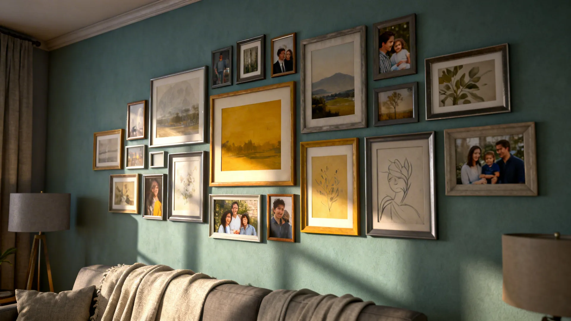1. Gallery Wall with a Unifying Color Story