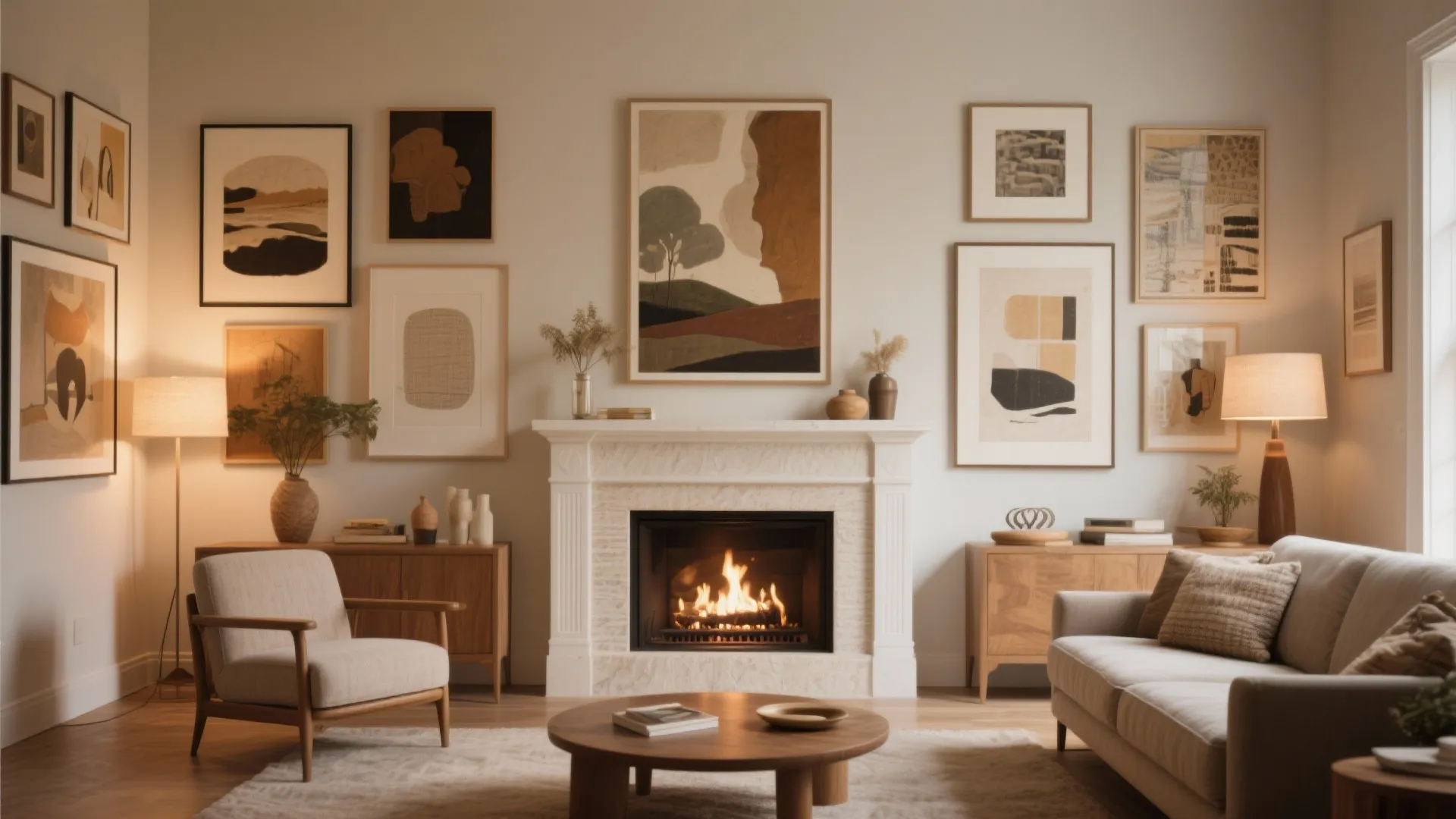 2. Gallery Wall Around the Fireplace