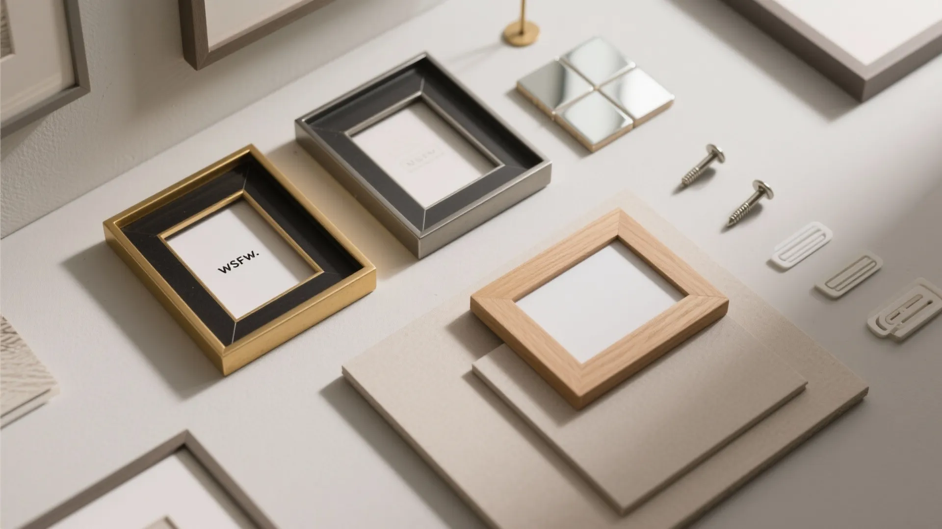 Gallery wall with layered mirrors and art