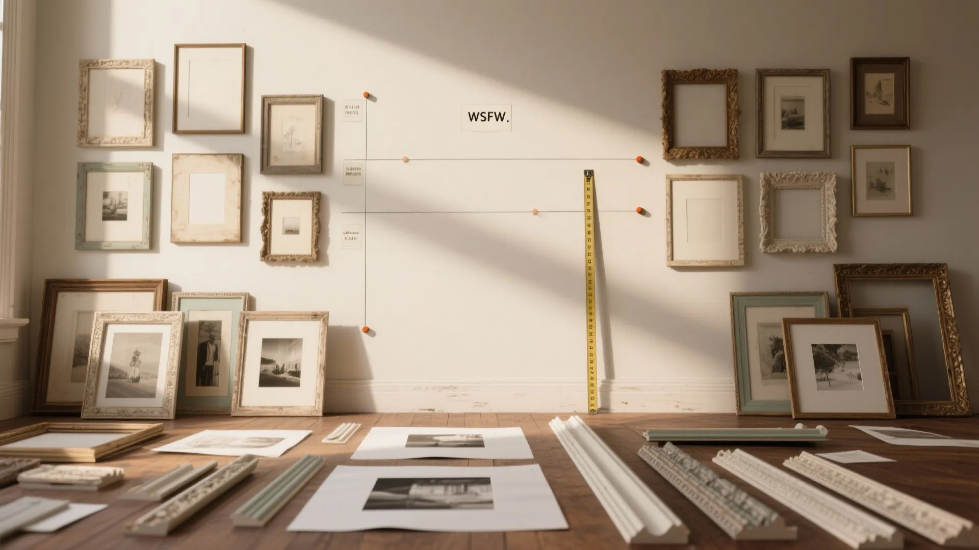 5. Gallery wall with molding frames