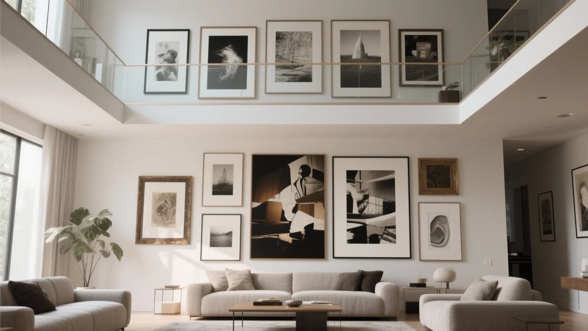 9. Gallery Wall with Oversized Frames