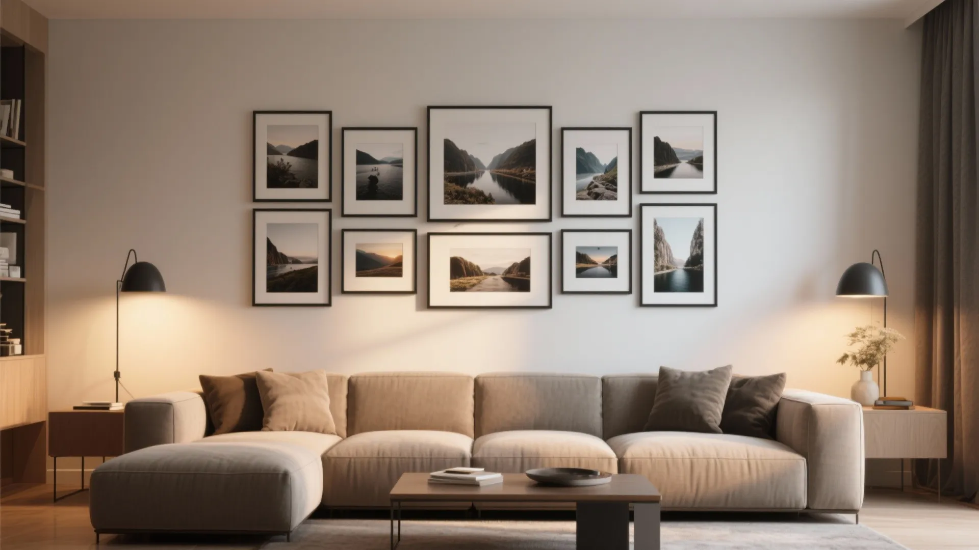 2. Gallery Wall with Uniform Frames