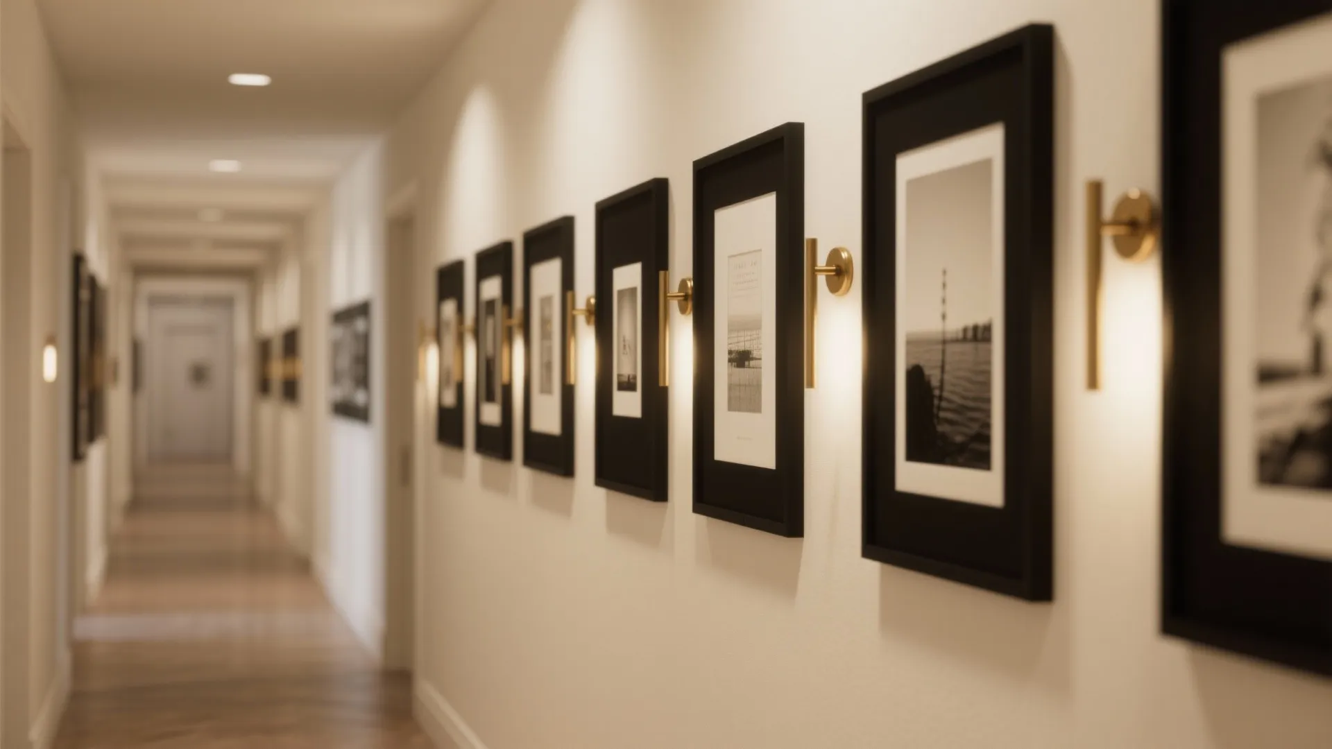 3) Curated Gallery Wall with Lighting