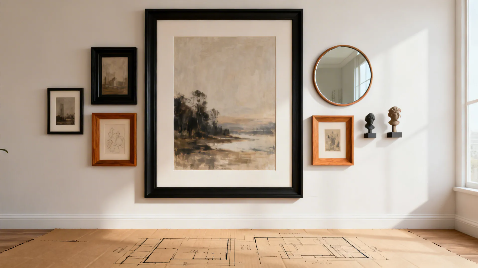 1. Layered Gallery Wall with Mixed Scales