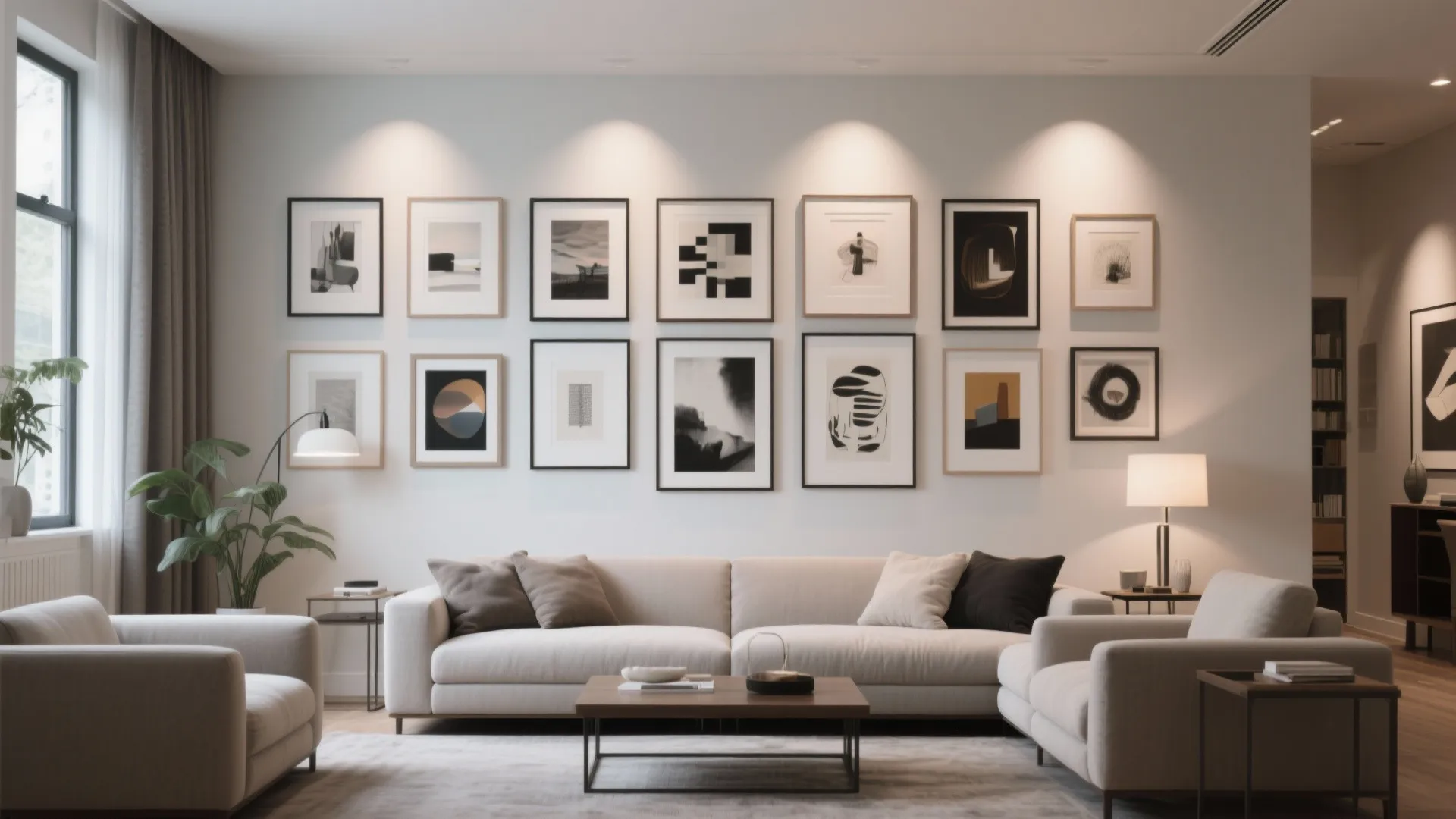 4. Gallery Wall Along the Long Side