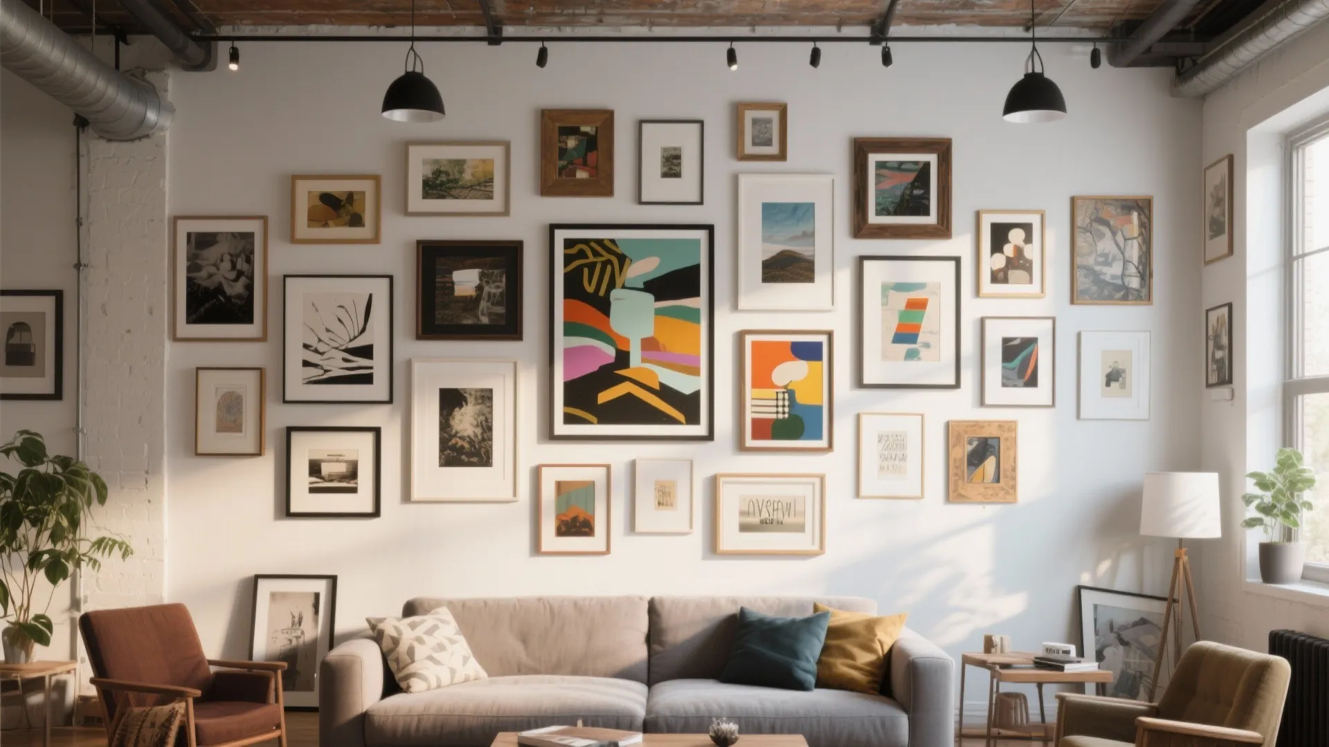 Gallery-style art arrangement