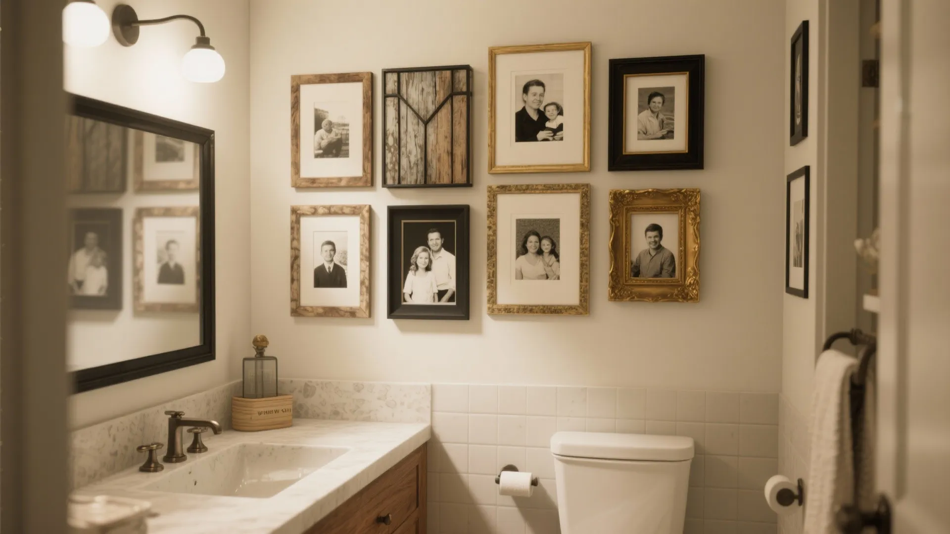 1. Gallery wall with mixed frames