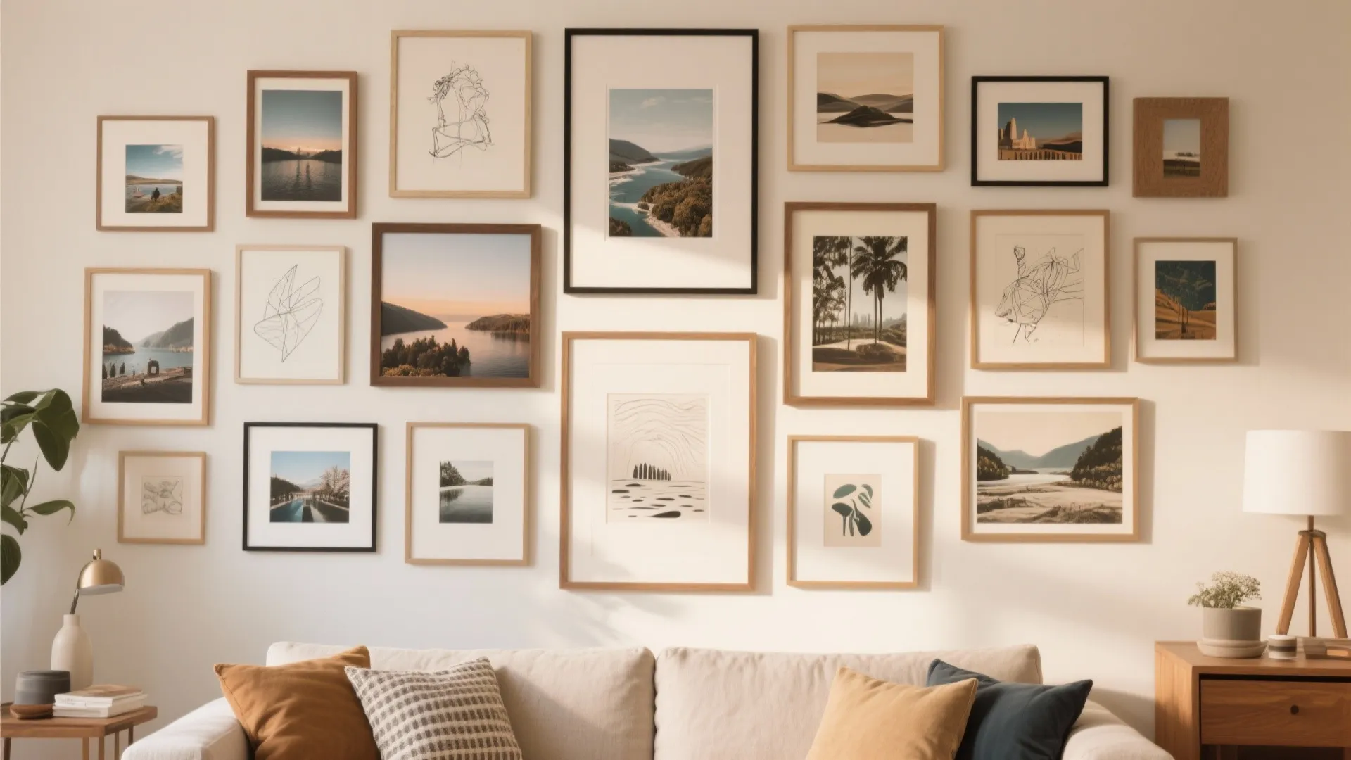 2. Gallery Wall with Mixed Frames