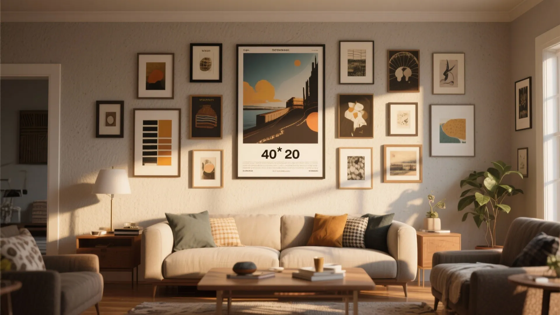 Gallery Wall with Mixed Sizes