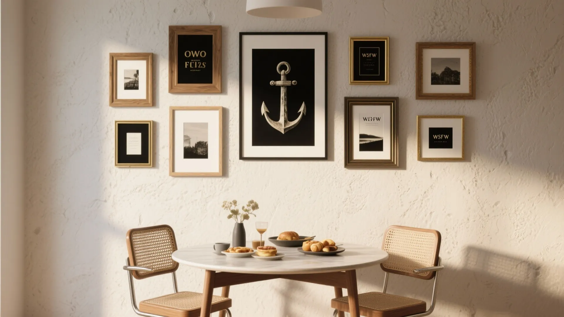 1. Gallery wall with mixed frames