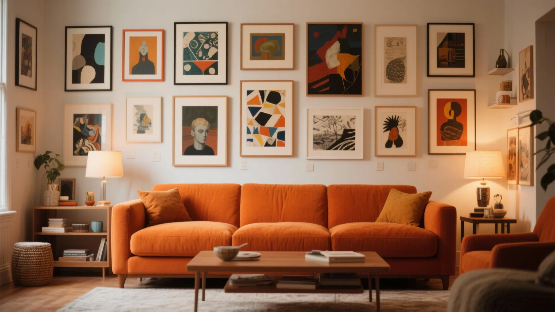 4. Gallery Wall with a Bold Base