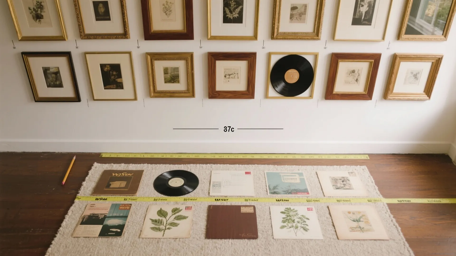 Curated gallery walls with retro frames and found art