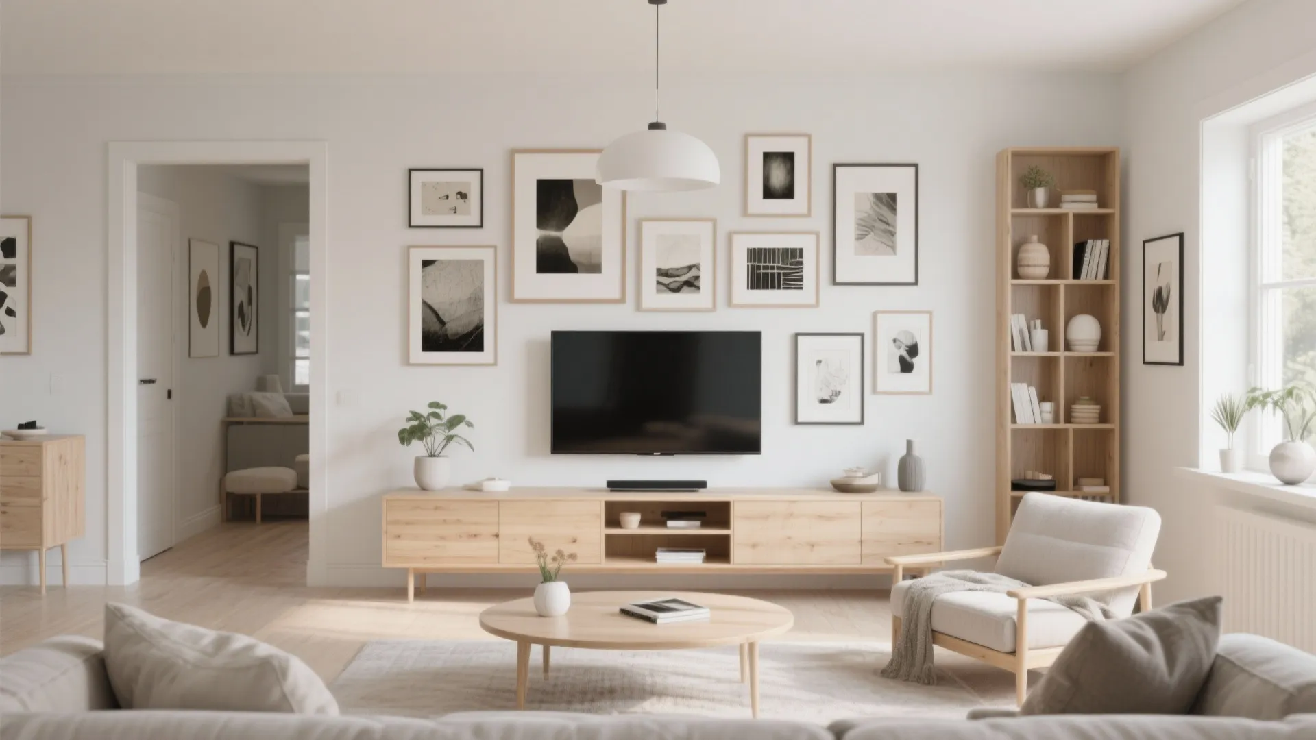 4. Gallery Wall with Integrated TV