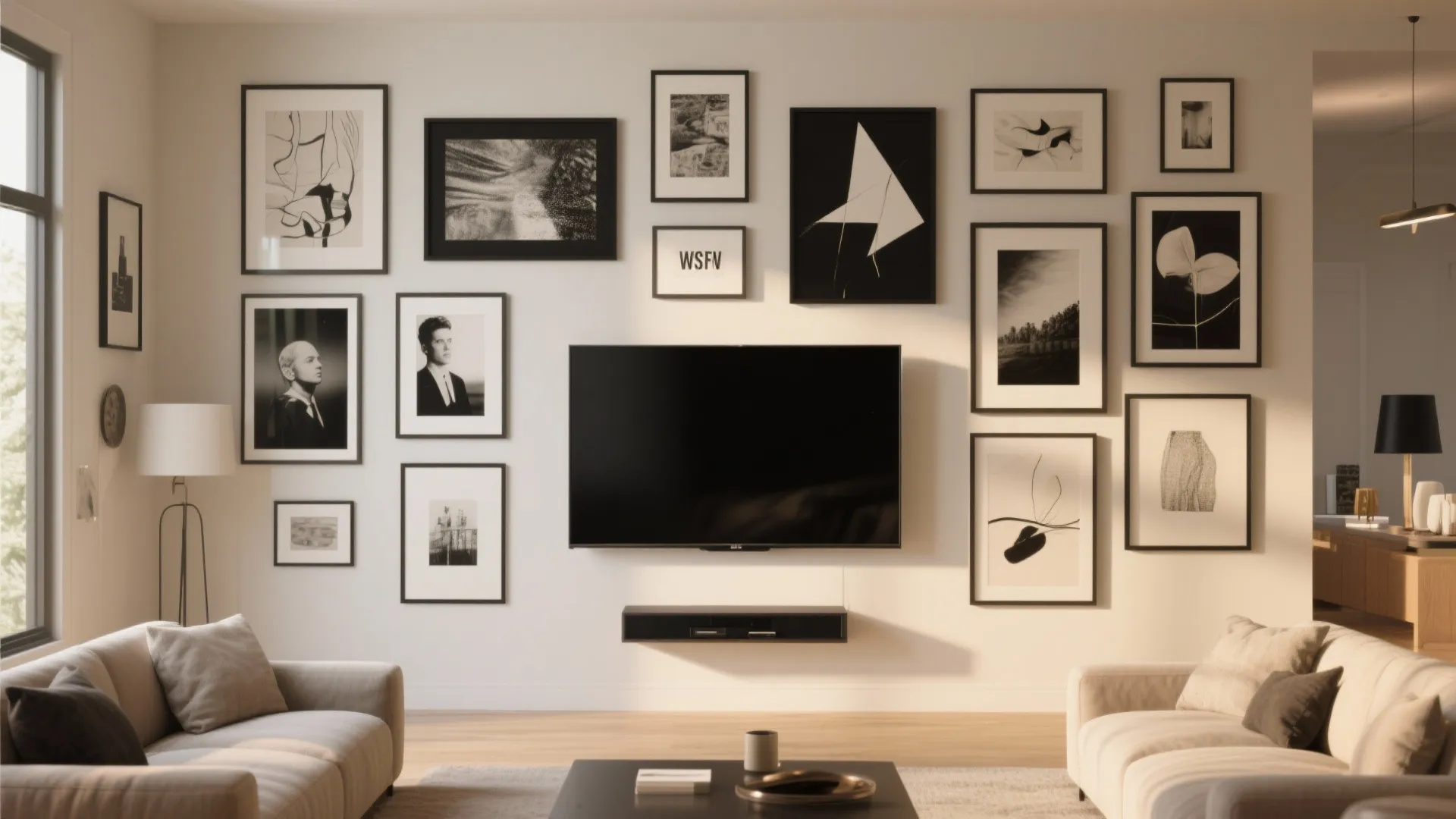 2. Gallery Wall with Integrated TV