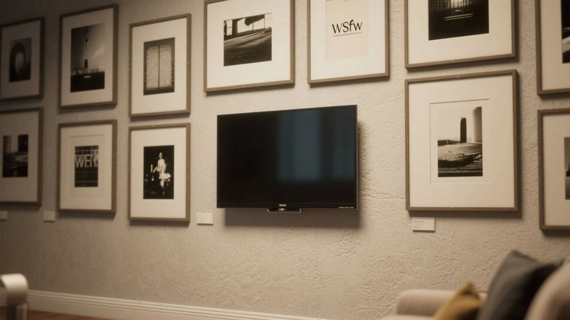 Gallery Wall Surrounding a Small TV