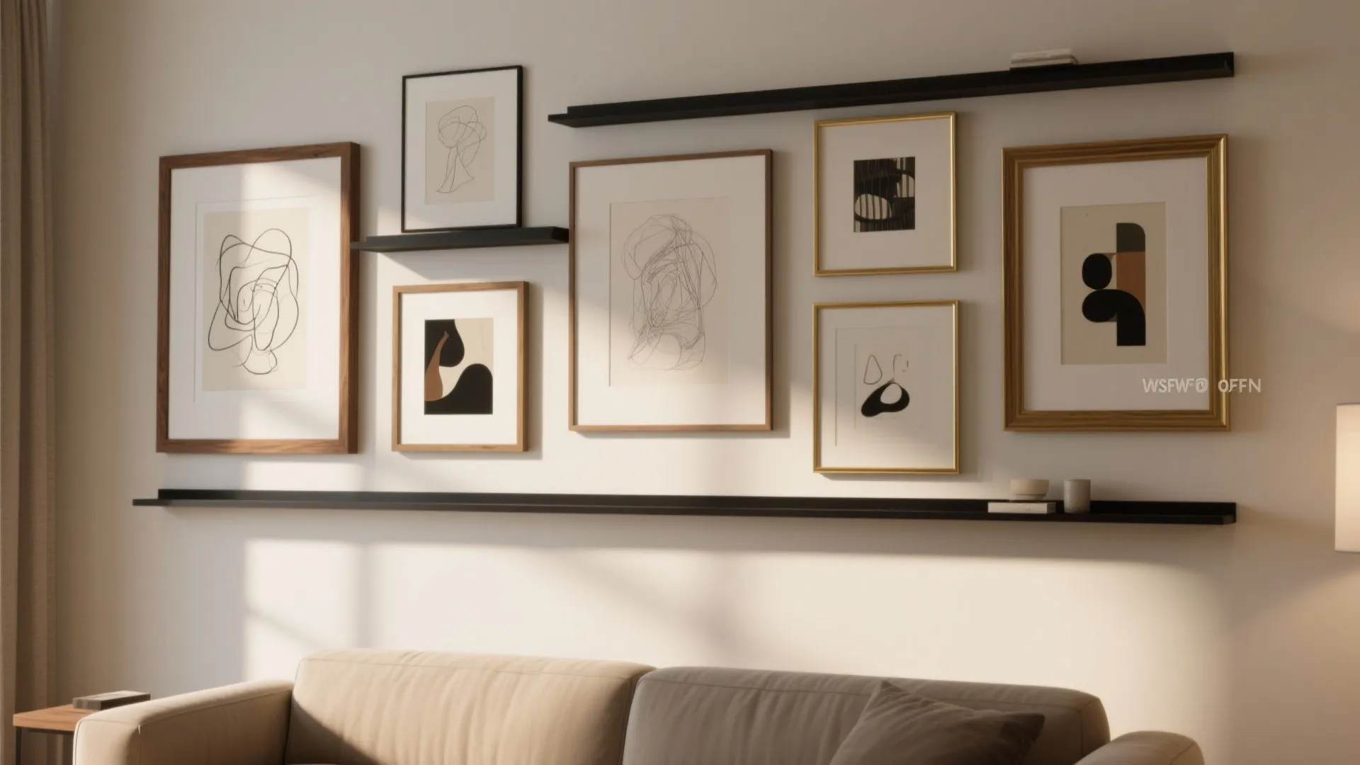 Curated Gallery Wall with Ledges and Negative Space