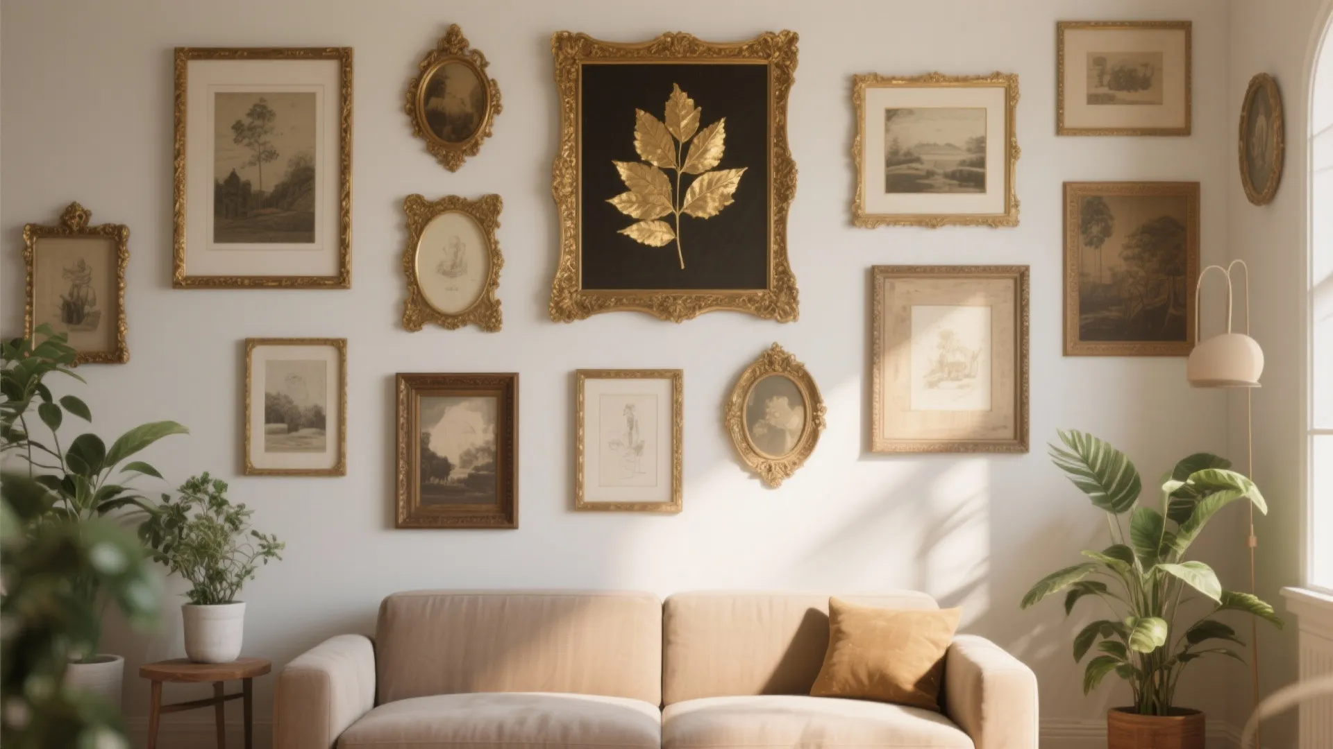 3. Gallery Wall with Vintage Frames