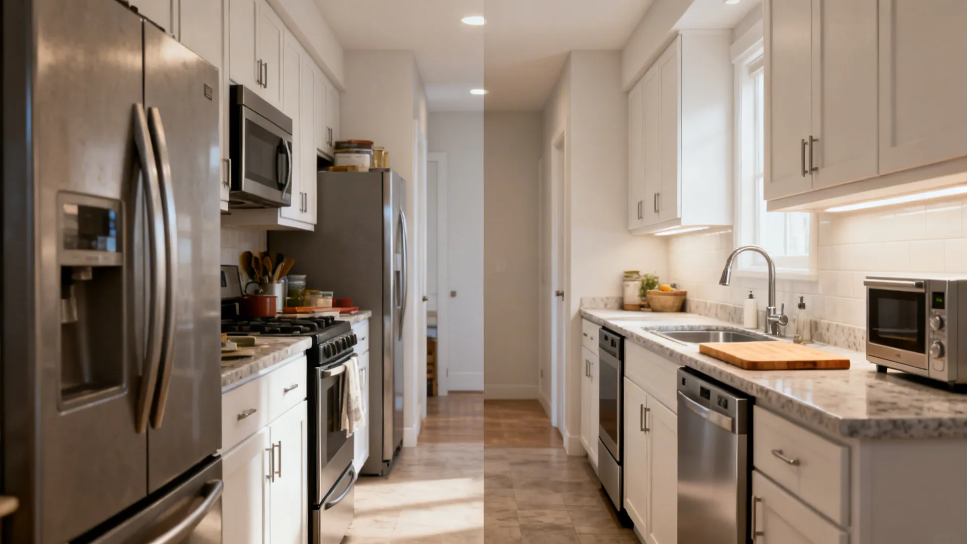 Compact work triangle and slimline appliances