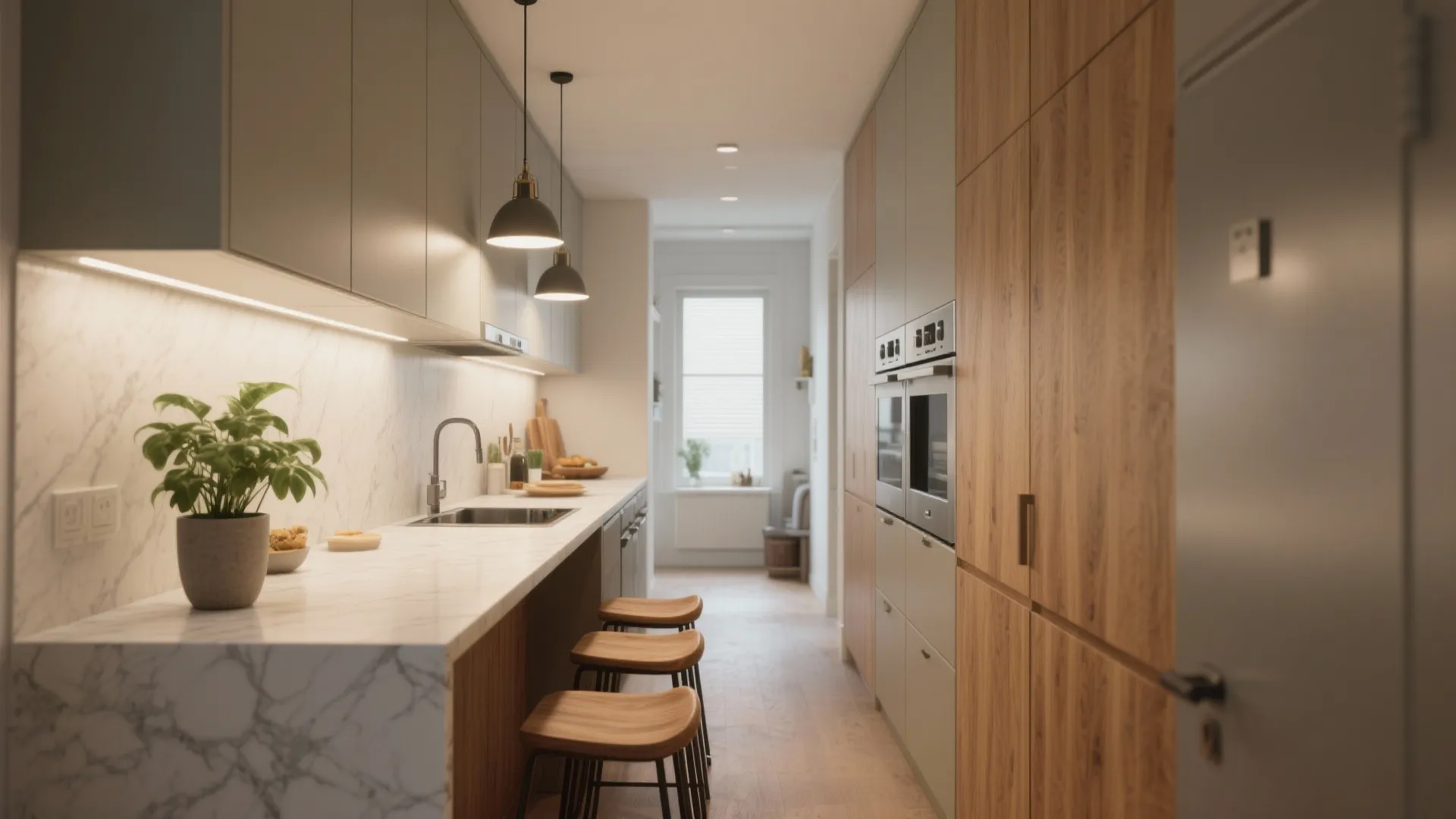 1. The galley+breakfast bar hybrid