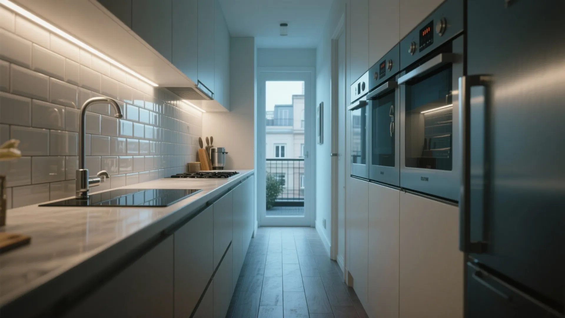 2. Narrow, galley-style efficiency