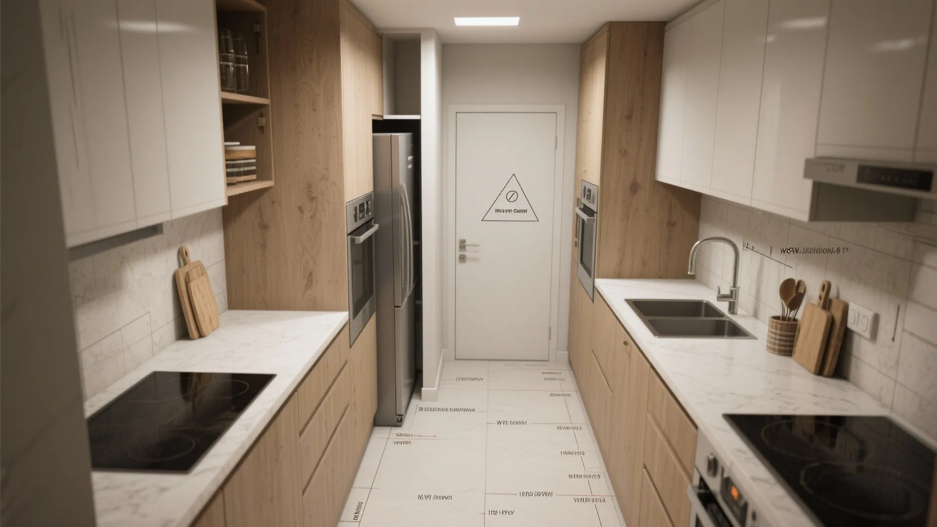 3. Linear Galley with Hidden Pantry