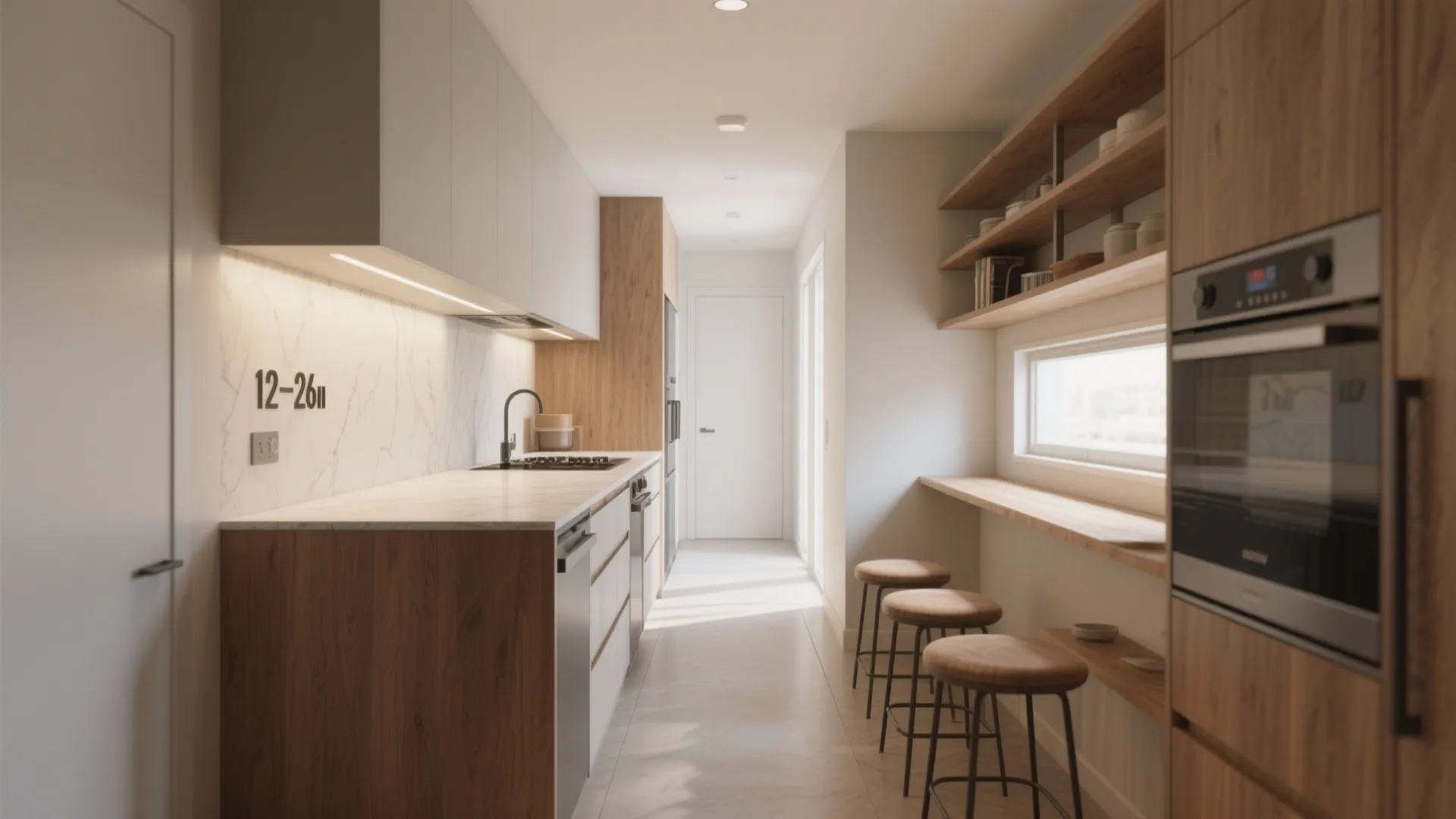 4. Narrow galley island with targeted storage