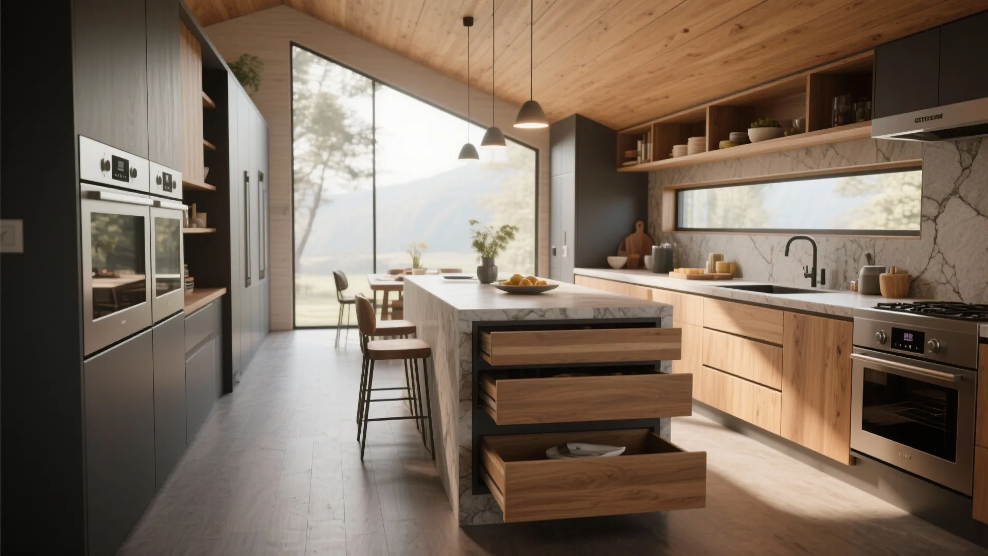 4. Efficient galley kitchen with multi-use island