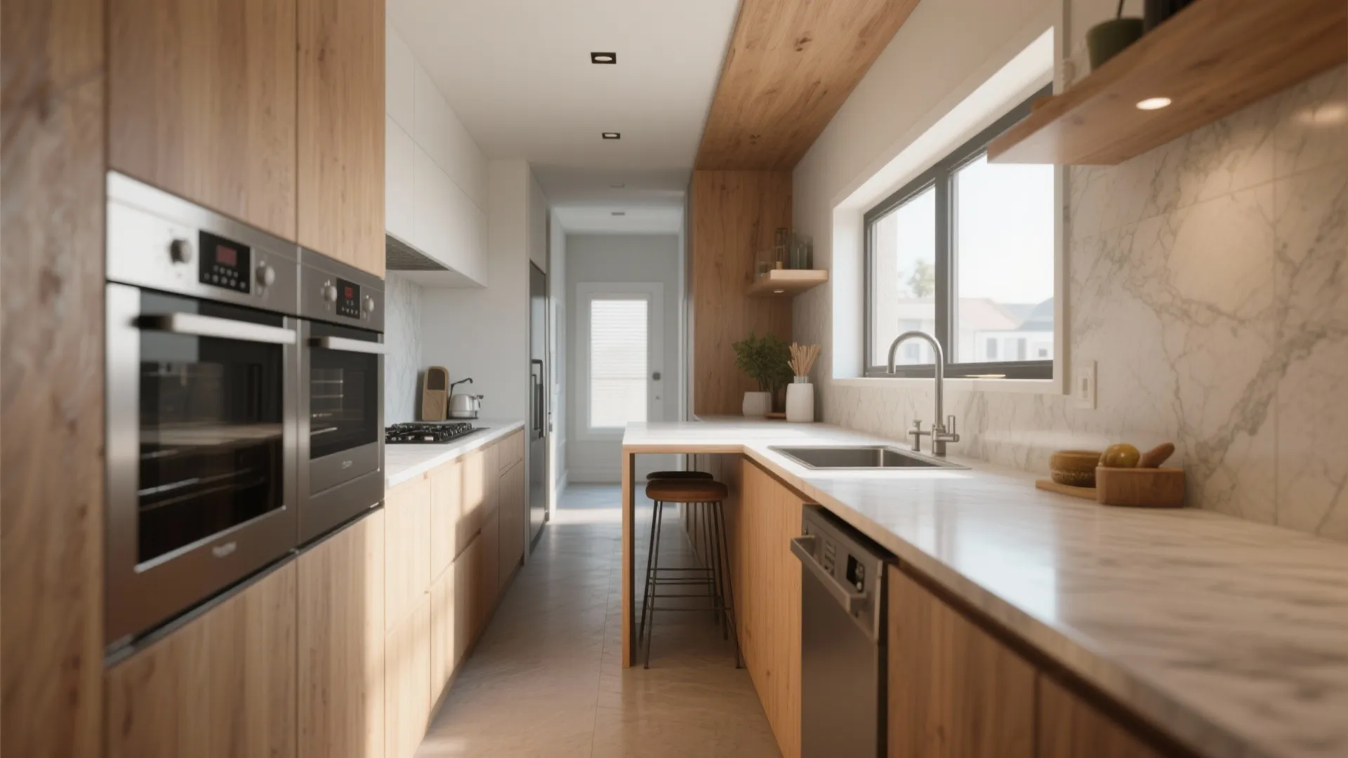 3. Make the narrow kitchen work like clockwork