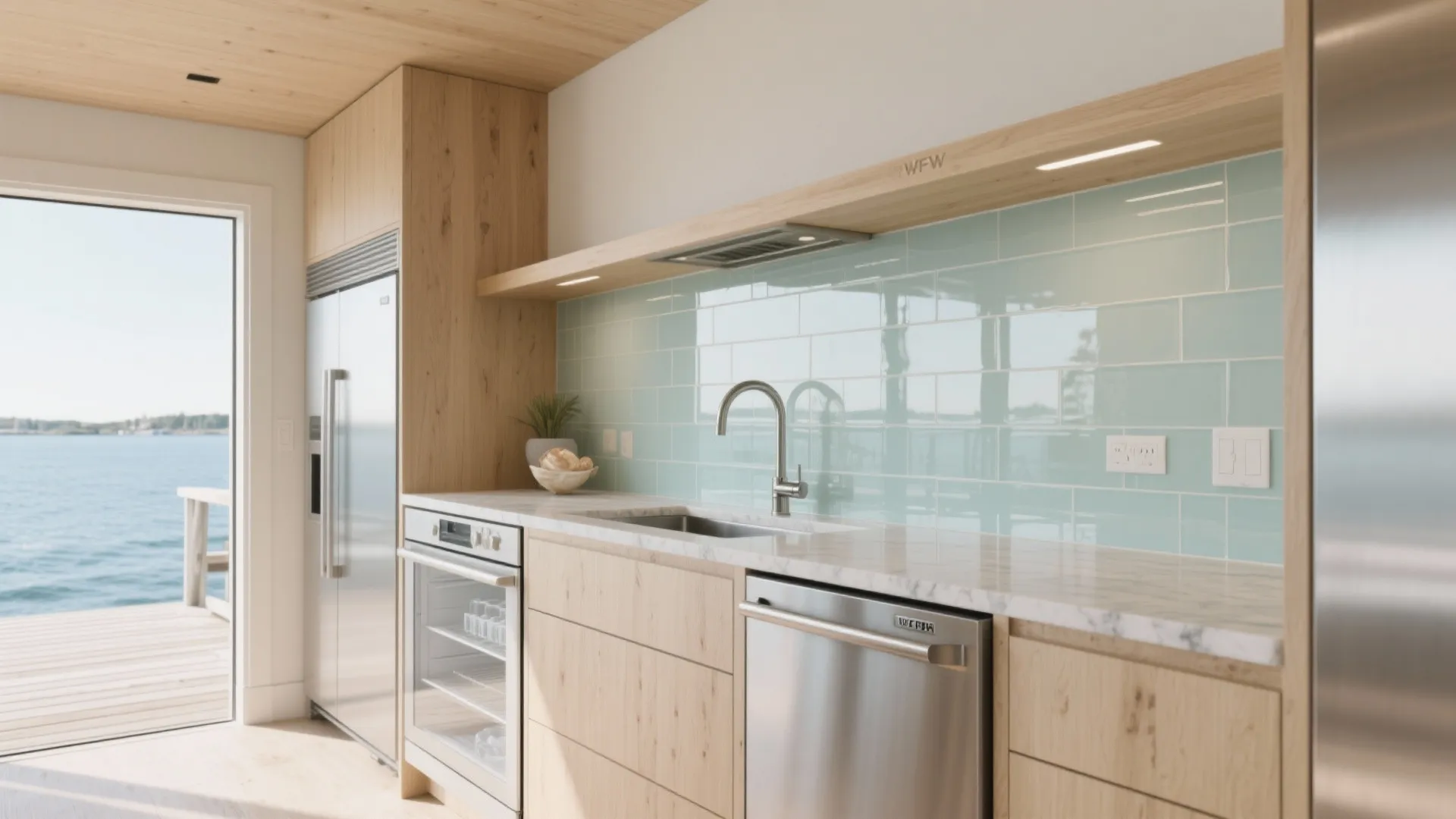 Compact Coastal Kitchens that Entertain