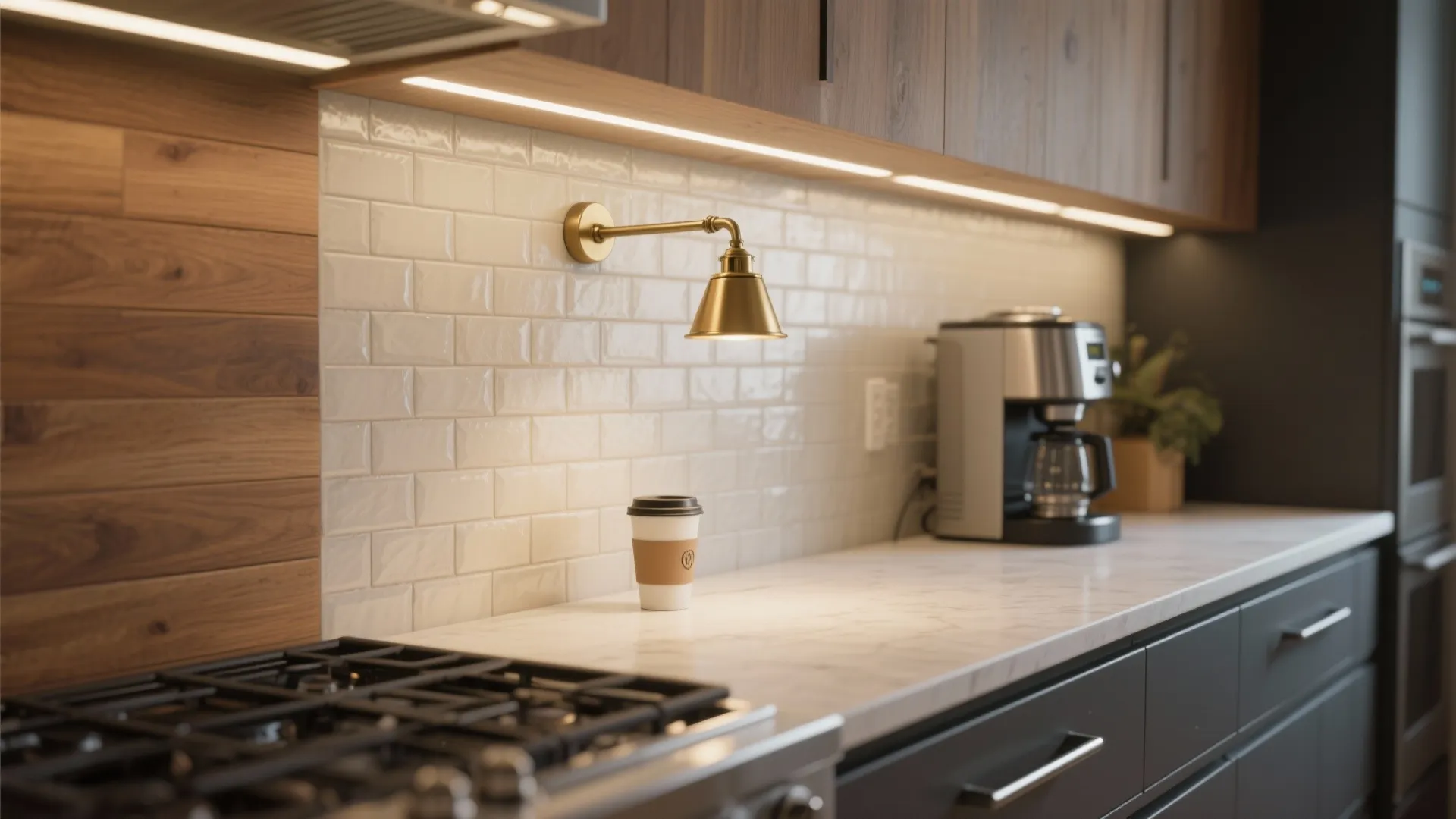 Slim task light for compact kitchens