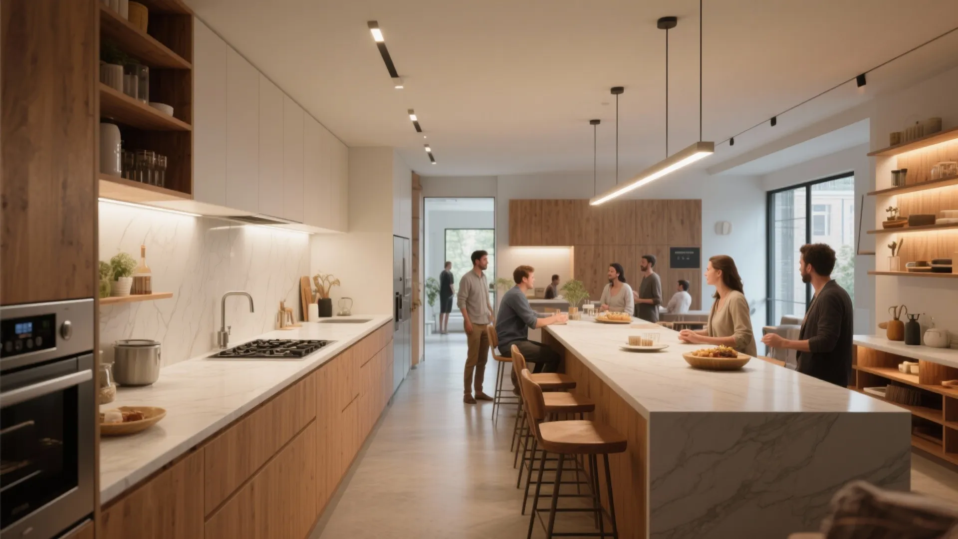 5. Galley kitchen reimagined as social spine